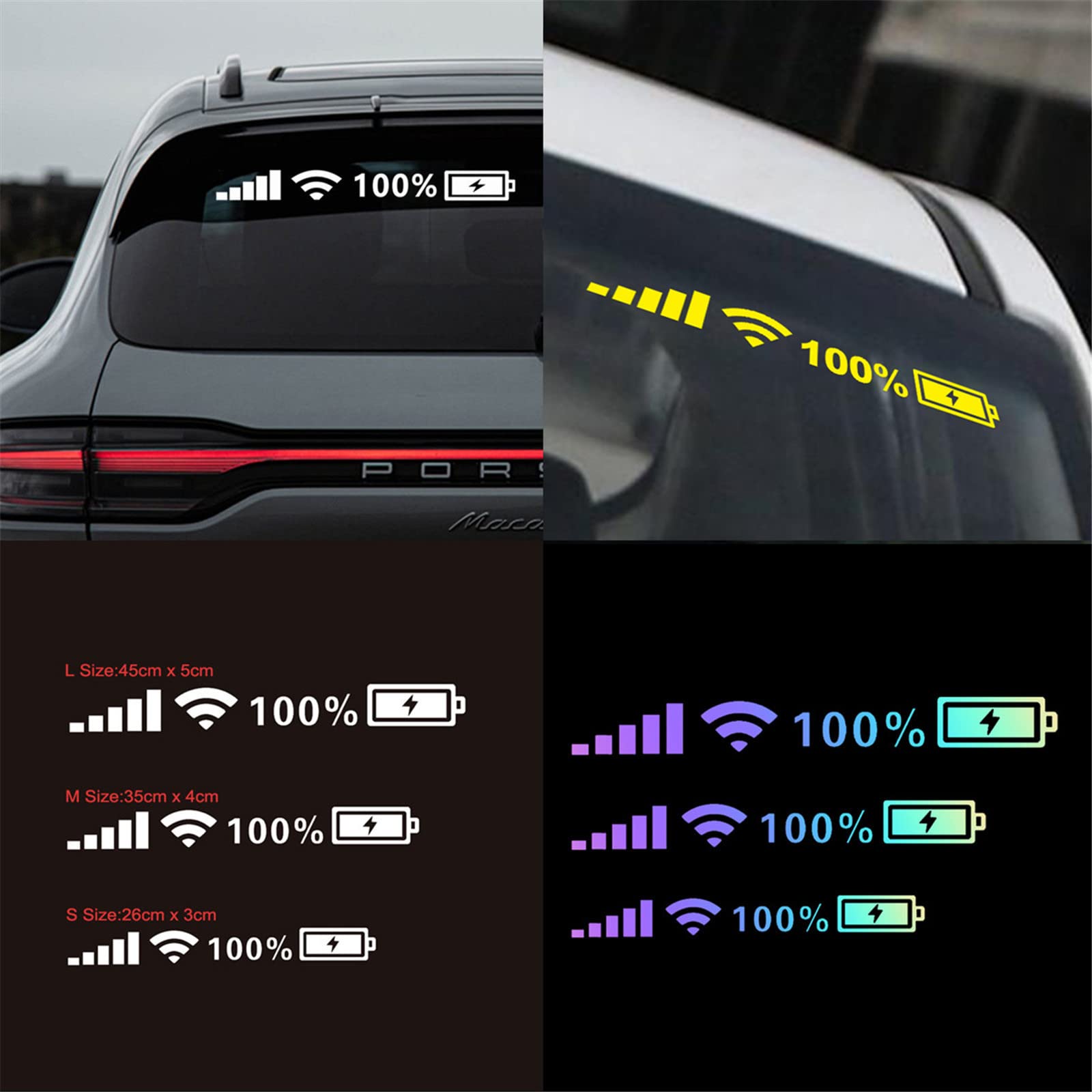 Funny Car Windshield Stickers & Decals - WiFi Signal, Power Symbol, Mobile Phone Logo Window Decals for Men & Women - Personalized Car Accessories (Small, Colorful) - Perfect for Customizing Your Ride & Expressing Personality