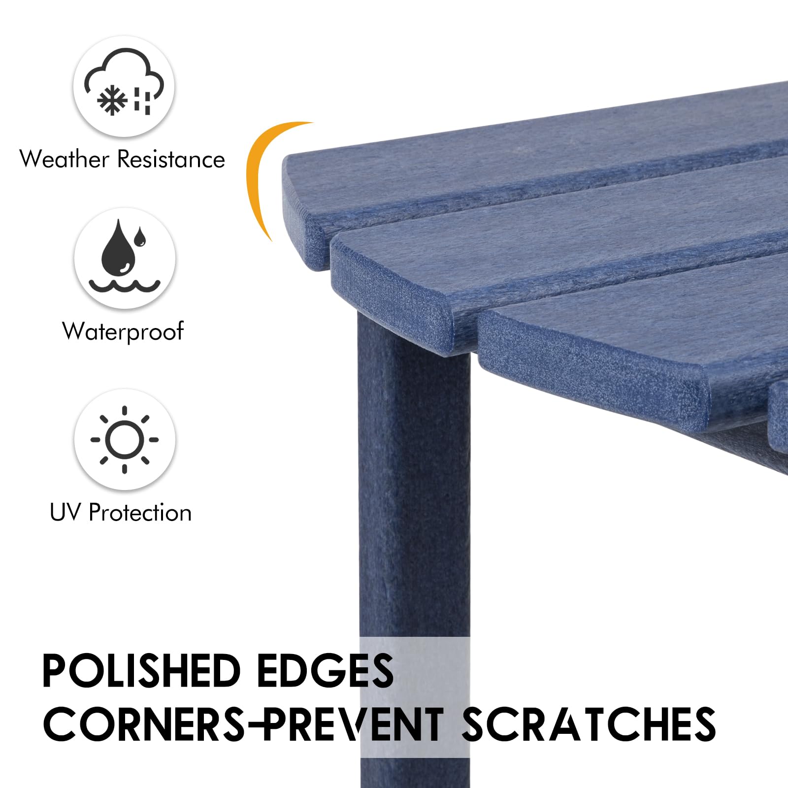 DAILYLIFE Outdoor Side Table - Adirondack Patio End Table, Small Coffee Table for Lawn, Garden, Beach, Pool & Balcony | Durable HDPE Plastic Furniture | Navy Blue Single Layer | Perfect for Picnics, Camping & Outdoor Relaxation