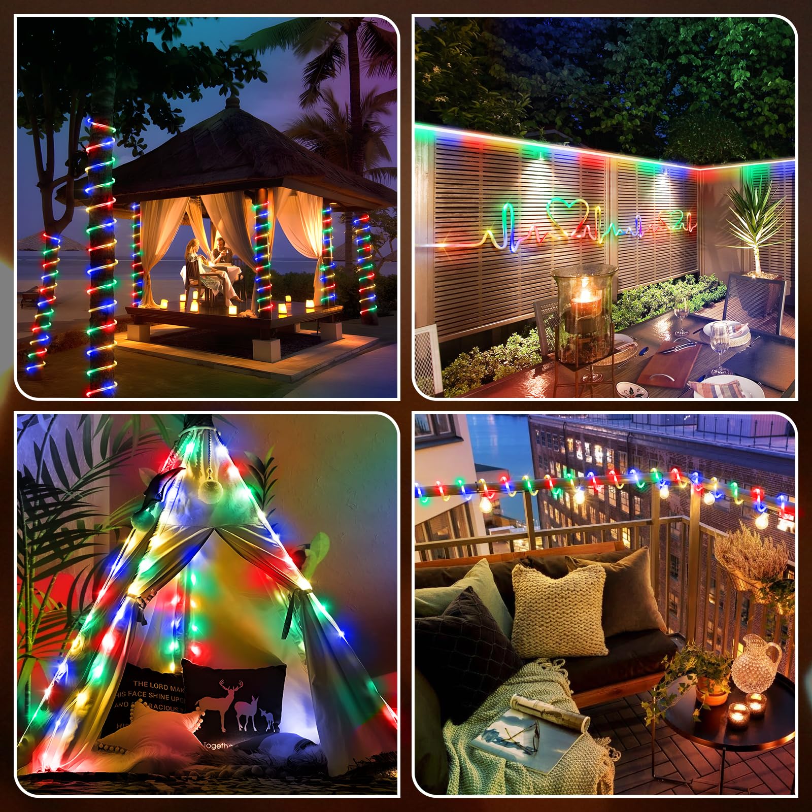 2 Pack LED Rope Lights Waterproof - 197FT 600 LED Flexible Tube Lights with 8 Modes & Remote Control - Outdoor String Lights for Garden, Patio, Bedroom, Party - Indoor/Outdoor Decoration Lighting