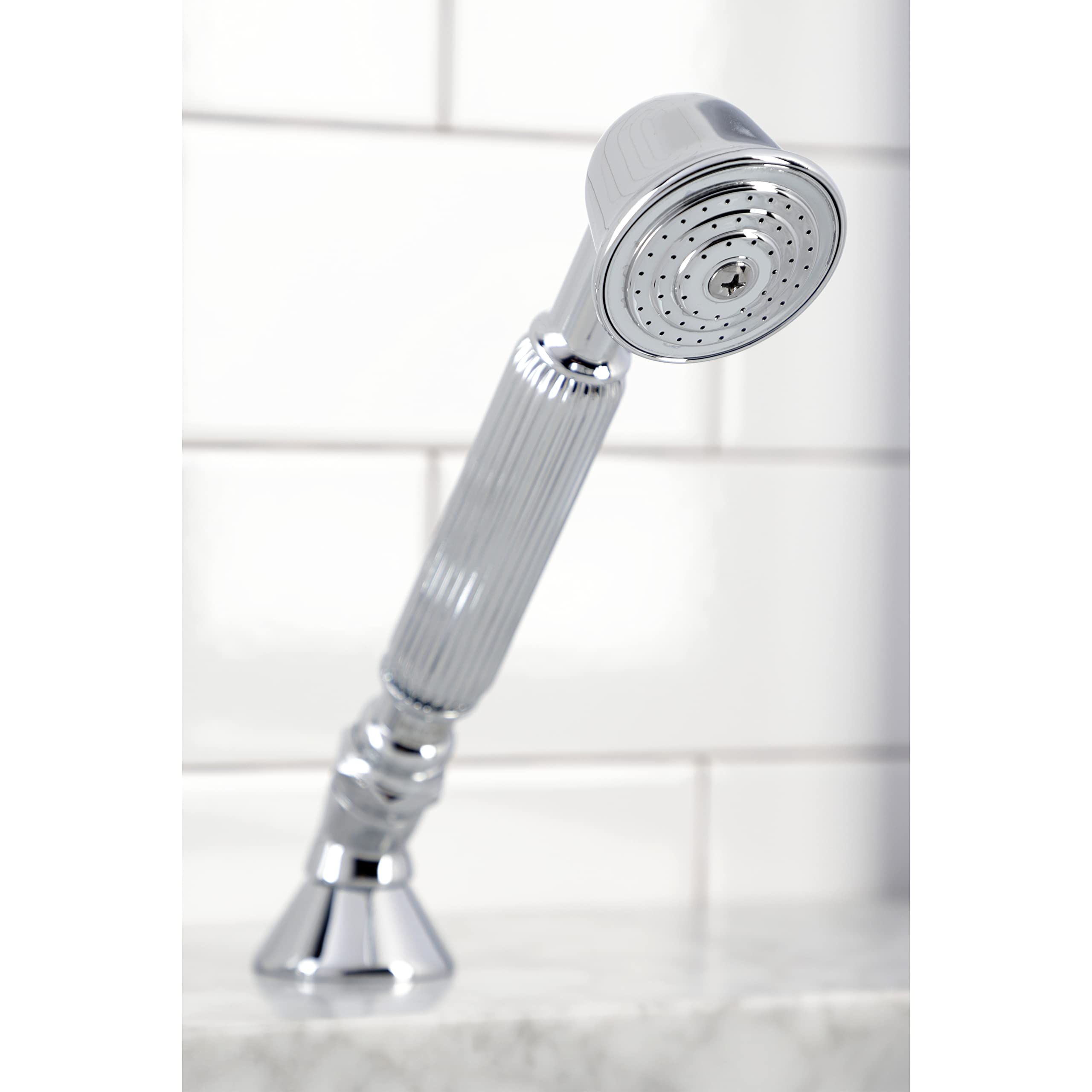 Kingston Brass KSK3331AXTR Polished Chrome Deck Mount Hand Shower with Diverter - Perfect for Roman Tub Faucets, 8