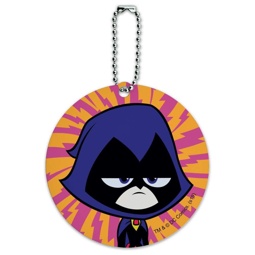Teen Titans Go! Raven Round Luggage ID Tag for Suitcase & Carry-On Bags - Perfect for Travel Identification & Kids' Backpacks