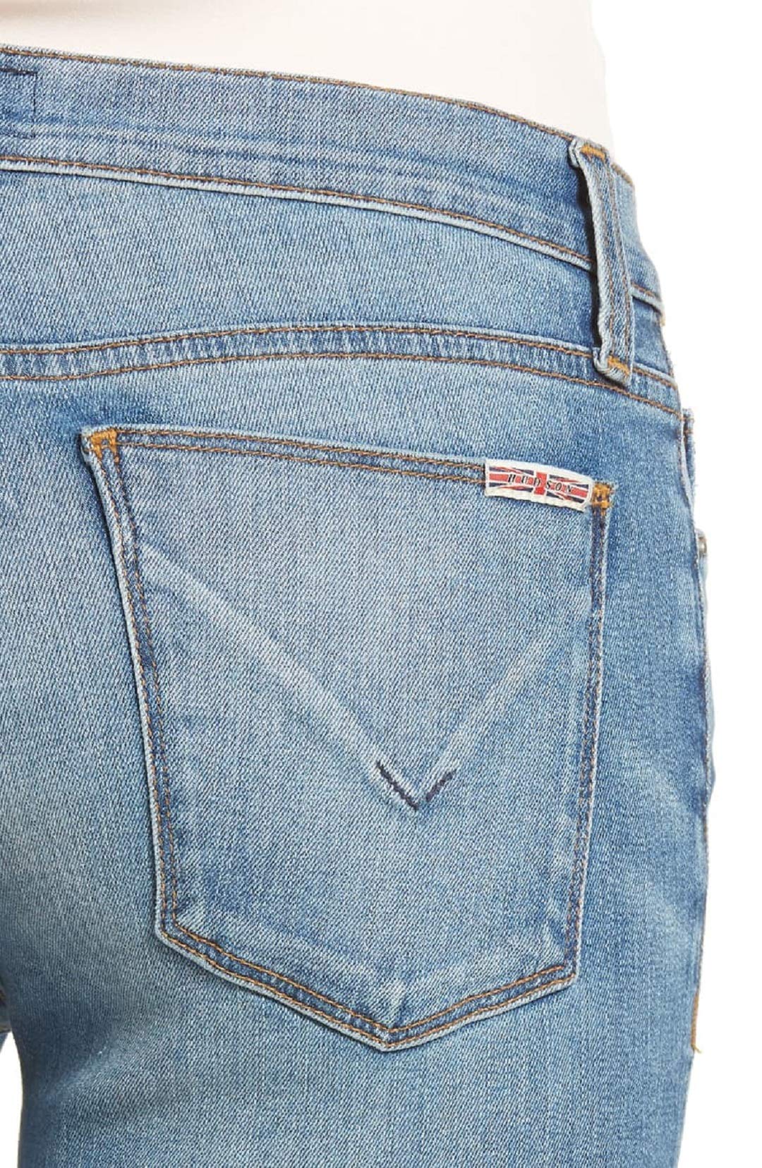 HUDSON Women's Tally Deep Cuff Cropped Jeans - High Waist Distressed Denim Pants, Light Blue Wash, Size 26 - Perfect for Casual Outfits, Weekend Wear & Street Style Fashion