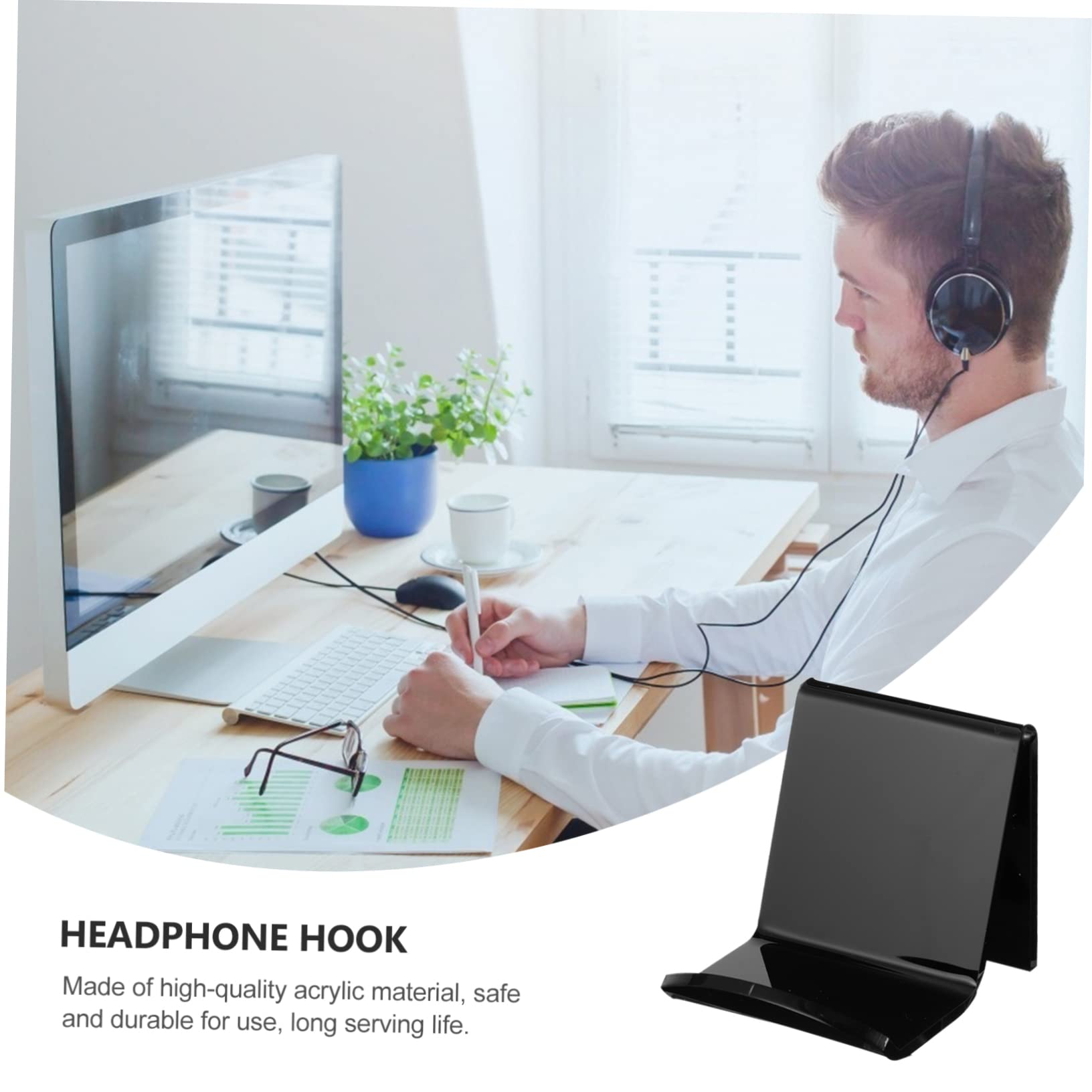 Angoily 2-Pack Clear Acrylic Headphone Hanger Wall Mount - Space-Saving Headset Stand Holder for Gaming, Office & Home Organization