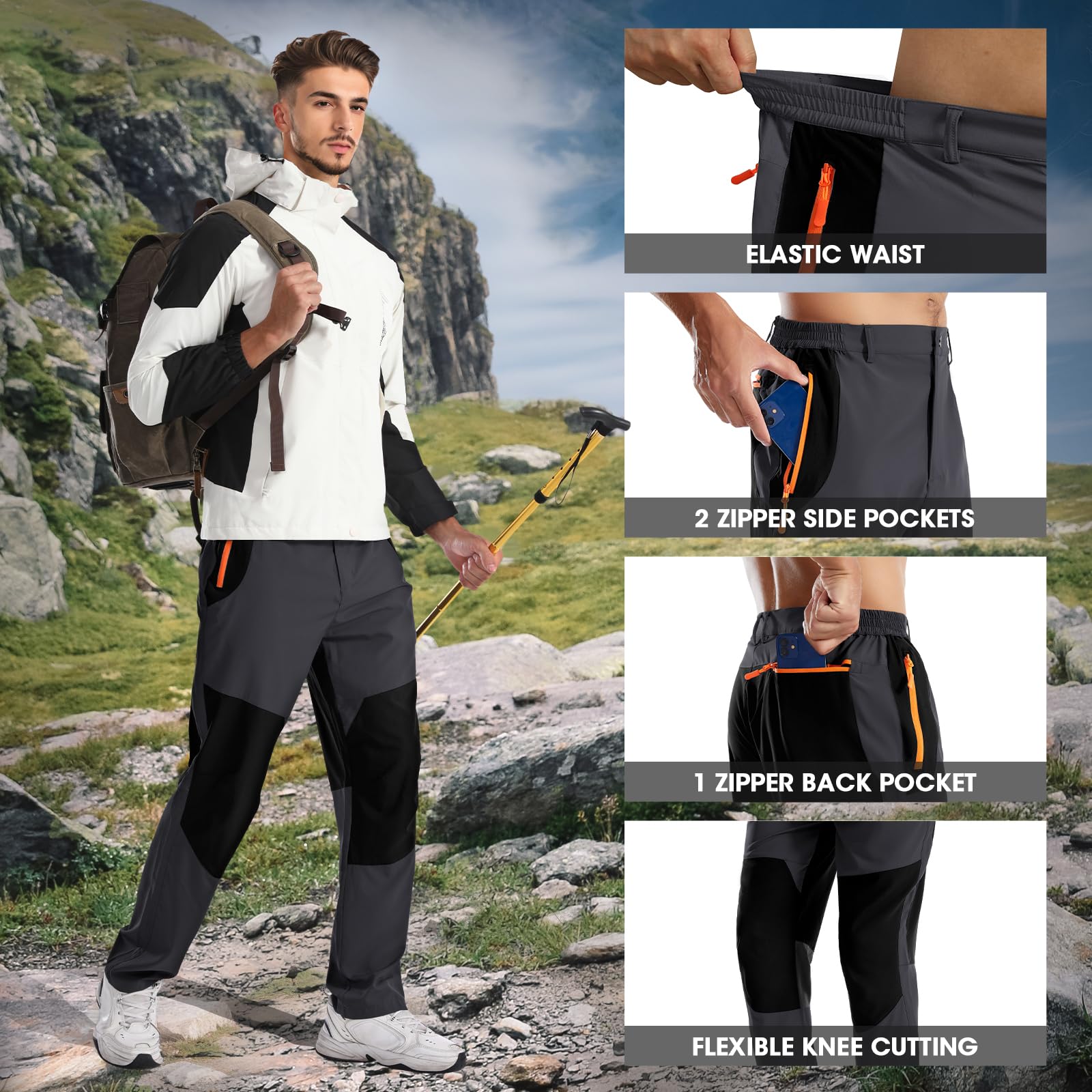 Men's Lightweight Quick Dry Hiking Cargo Pants - Water Resistant Outdoor Work Pants for Fishing, Climbing & Adventure Travel | Perfect for Camping, Hiking & Outdoor Activities