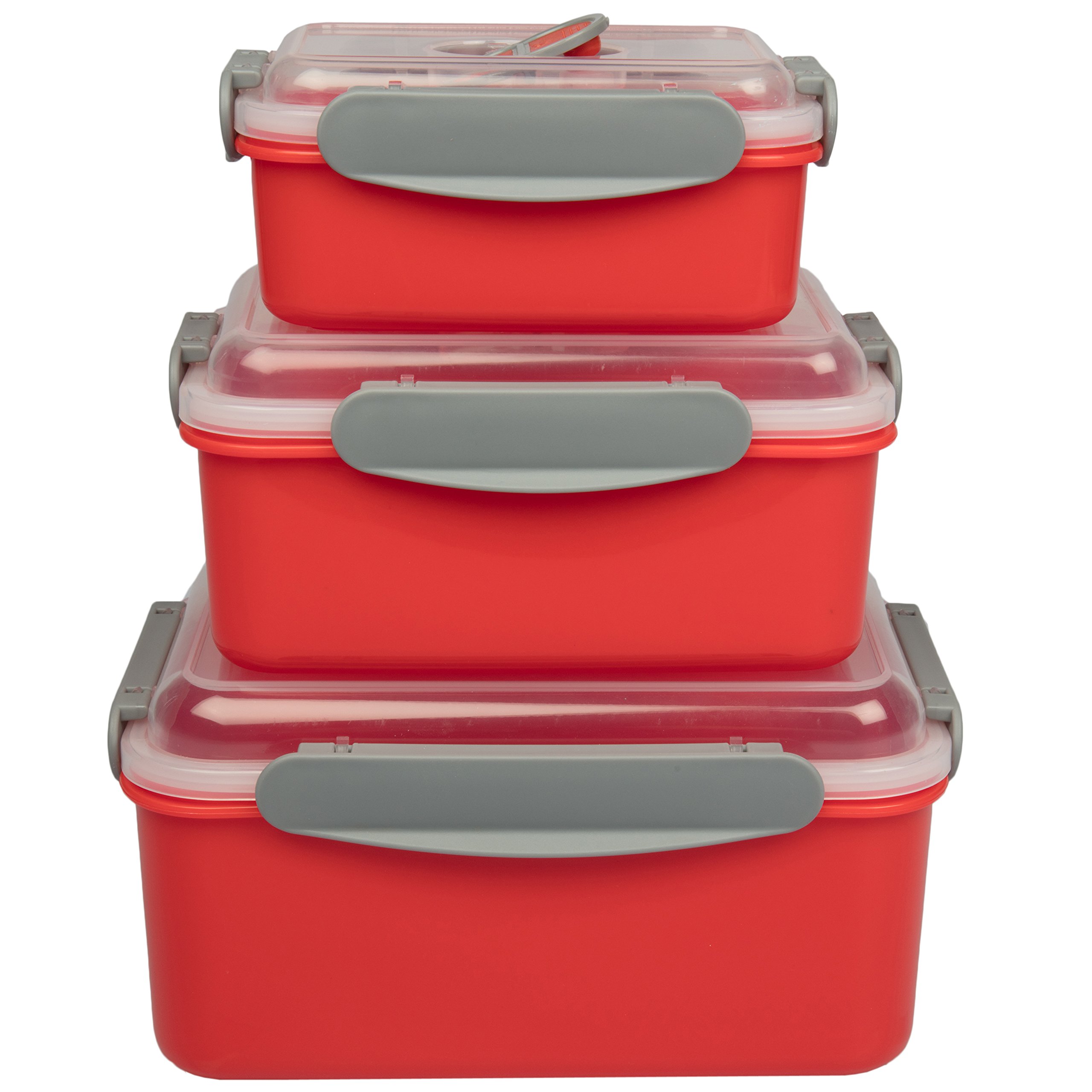 BPA-Free Microwave Food Storage Containers Set of 3 - Nesting Meal Prep Containers with Locking Steam Vent Lids - Fridge & Freezer Safe - Perfect for Meal Prepping, Leftovers & Office Lunches