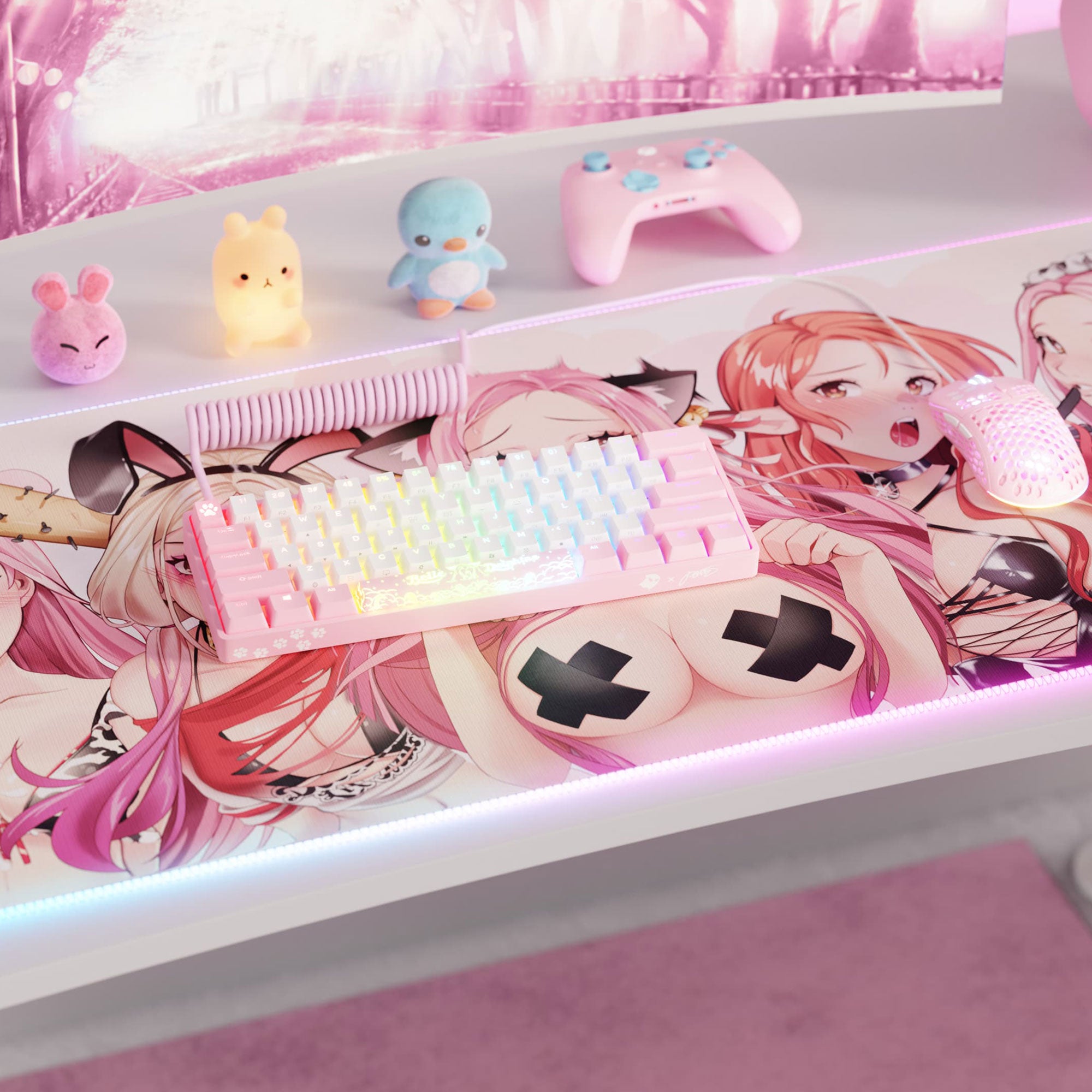 Belle Delphine X Ghost Edition K1 Wireless Mechanical Gaming Keyboard - Kitty Pink RGB Backlit | Perfect for Gaming, Streaming & Typing