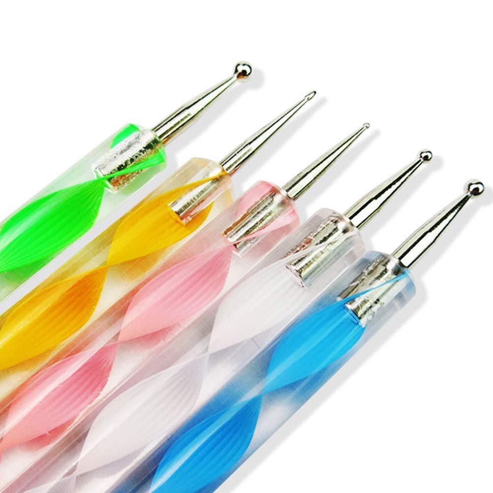 GOLD MAX Double Way Dotting Pen Set for Nail Art - 5 Piece Multicolor Dotting Tools for Professional Manicure & Nail Design | Perfect for Salon, Home Use & DIY Nail Art Projects