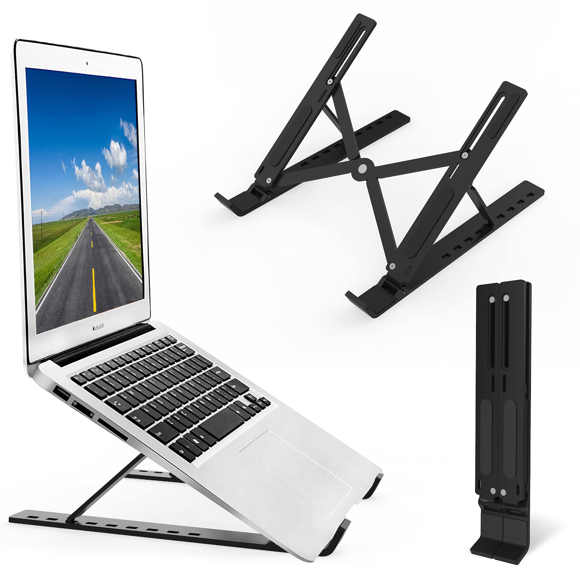 Lightweight Foldable Laptop Stand - 6-Angle Adjustable Ergonomic Plastic Computer Stand for MacBook Air Pro, Dell & All Brands, Perfect for Home Office, Gaming & Travel