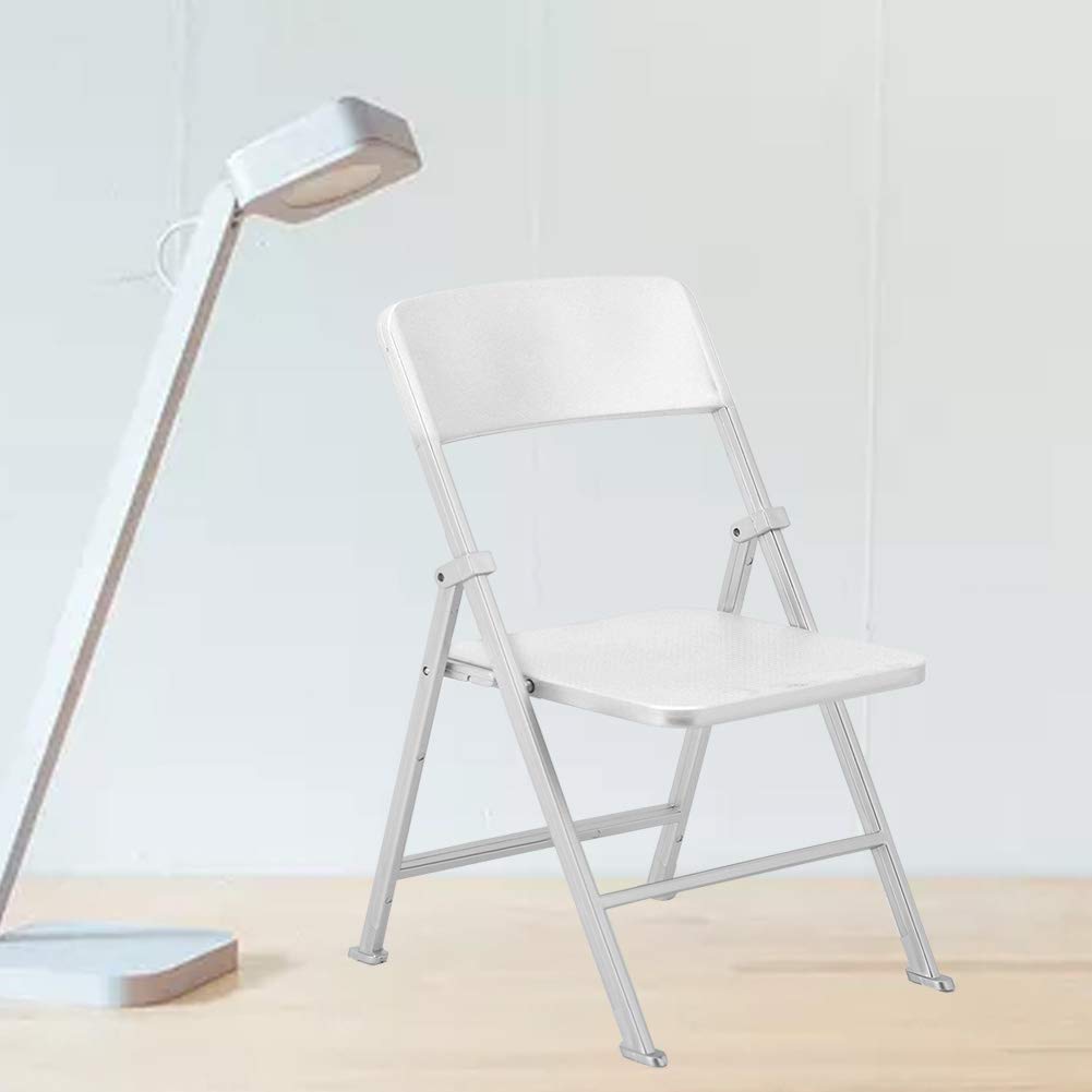 1/6 Scale Dollhouse Folding Chair - Miniature Foldable Silver Chair for Doll Accessories, Photography & Scene Shooting | Perfect for Dollhouse Displays, Toy Photography & Collectible Scenes