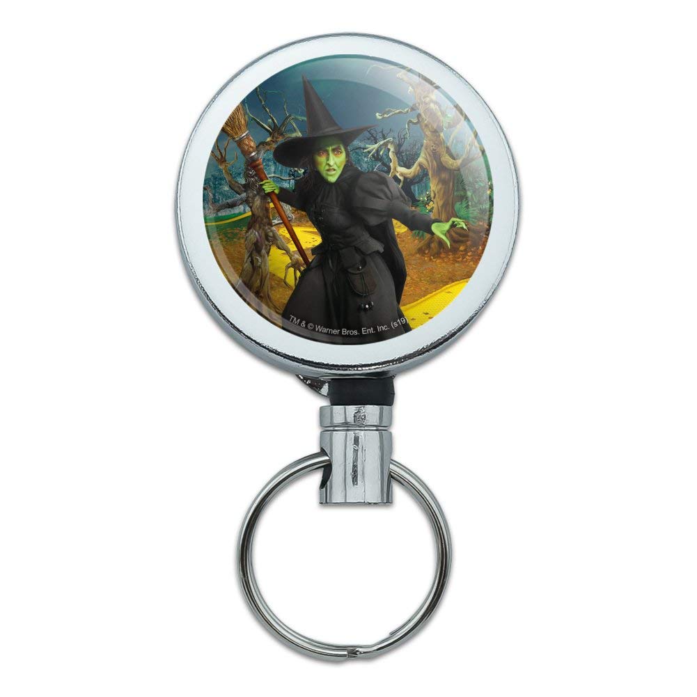 Wicked Witch of Oz Metal Retractable ID Badge Holder - Heavy Duty Key Card Reel with Belt Clip for Office, Security, and Events