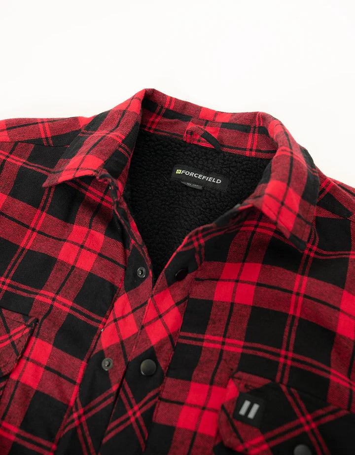 Forcefield Plaid Sherpa Lined Flannel Shirt Jacket for Men - Warm Winter Overshirt with Soft Fleece Lining, Outdoor Hiking & Casual Wear (Style: 024 LC53QFSH)