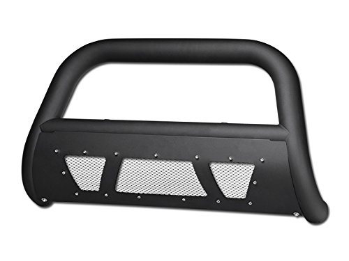 Matte Black Studded Laser Mesh Bull Bar Brush Push Bumper Guard for 2005-2015 Toyota Tacoma - Heavy Duty Off-Road Protection & Truck Accessories for Adventure & Work Scenes