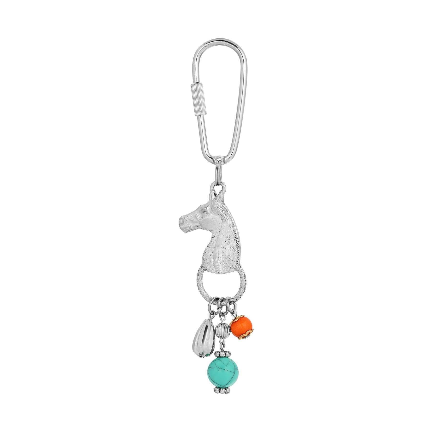 1928 Jewelry Horse Multi Bead Carabiner Keychain - Stylish Equestrian Accessory for Keys, Bags & Gifts | Perfect for Horse Lovers, Western Fashion & Everyday Use