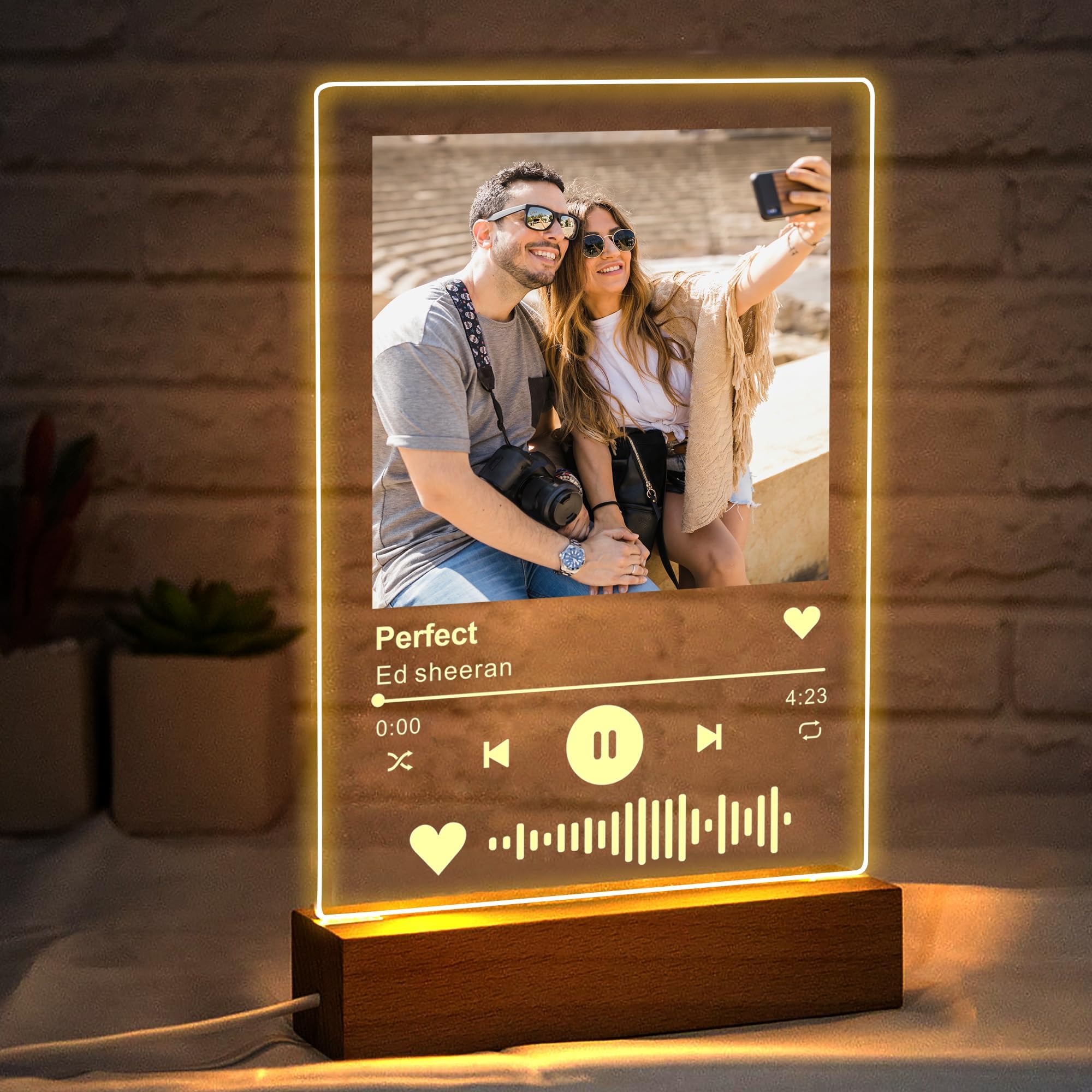 Custom Spotify Music Plaque with Photo - Personalized LED Acrylic Song Gift for Him, Her, Boyfriend, Girlfriend | Birthday, Christmas, Valentine's Day Present | Perfect for Music Lovers & Romantic Gifts