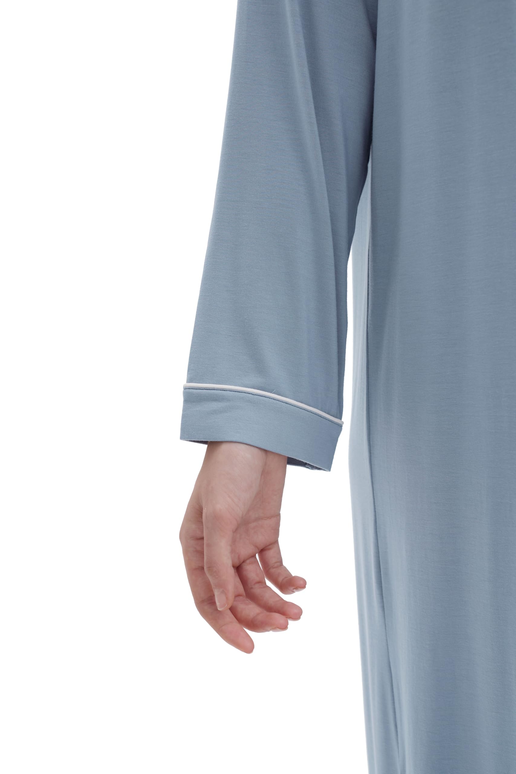 Joyaria Women's Soft Long Sleeve Nightgown - Bamboo Viscose V-Neck Sleep Shirt - Moisture Wicking Comfortable Sleepwear S-XXL - Perfect for Relaxing at Home, Lounging & Overnight Stays