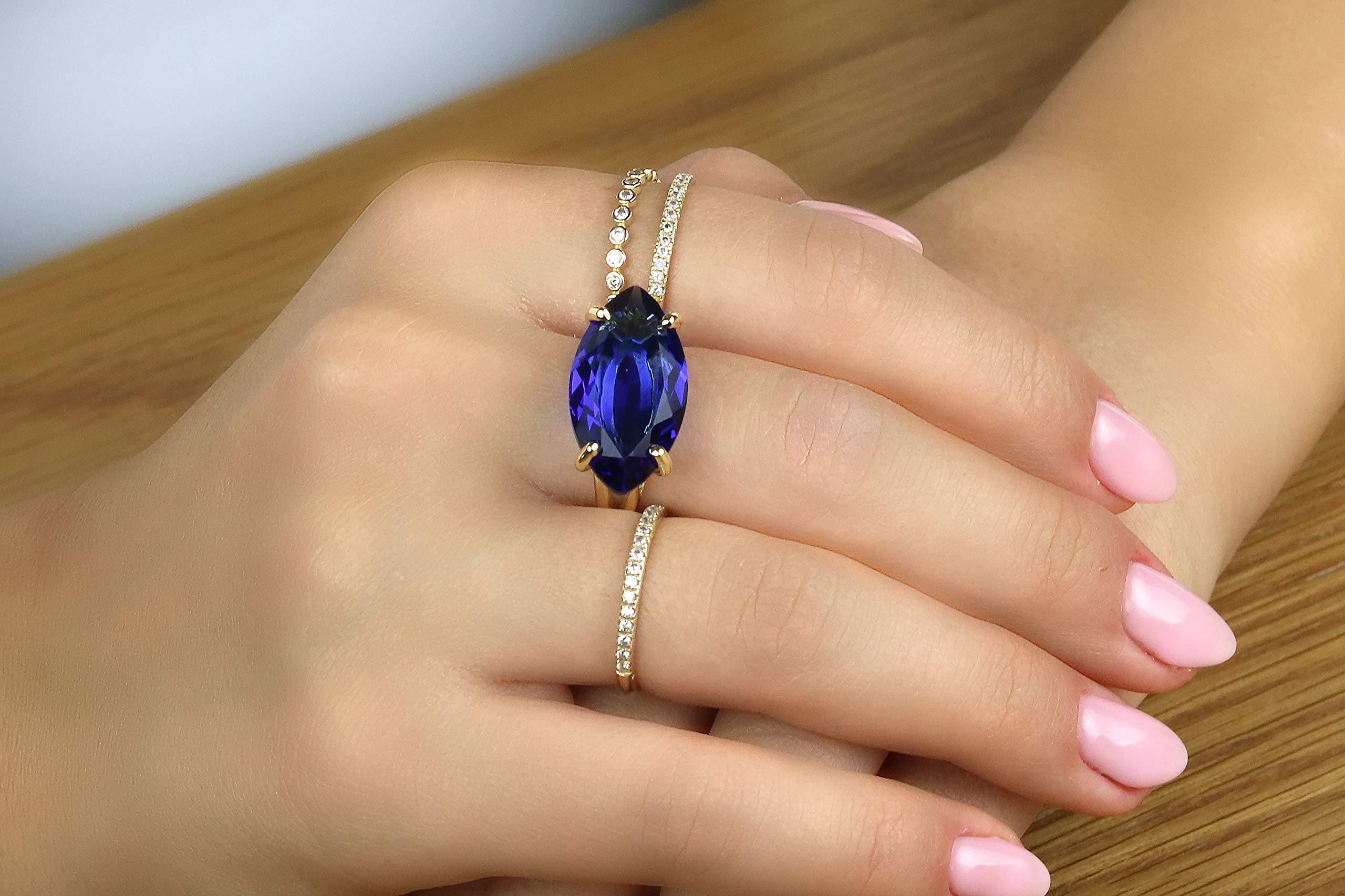 12x22mm Marquise Cut Sapphire Ring - Handmade 925 Sterling Silver Statement Jewelry for Women | Perfect for Bohemian Wedding, Birthday, Anniversary Gifts | Elegant Fashion Accessory for Evening Parties & Special Occasions