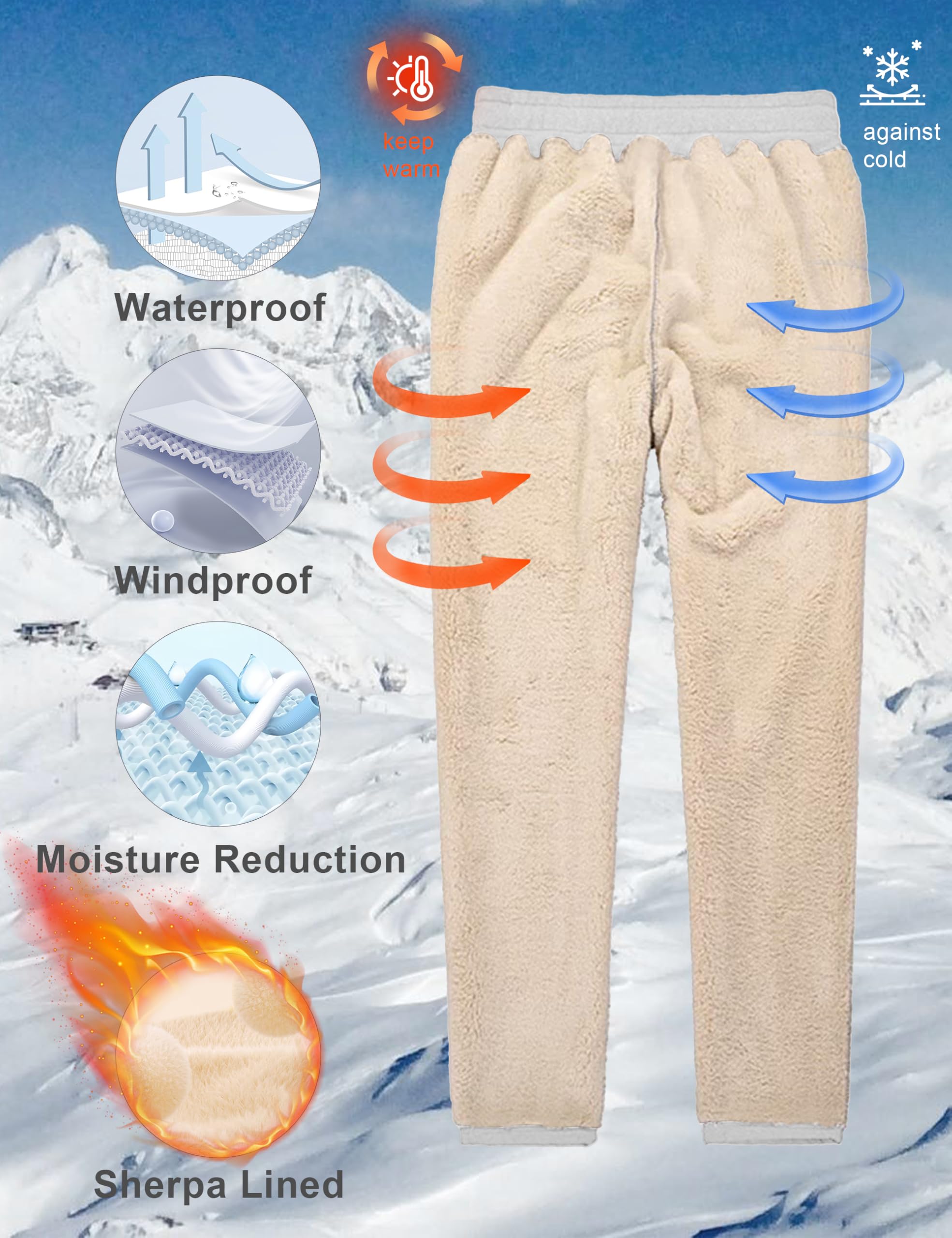 MAGCOMSEN Men's Winter Fleece Pants - Sherpa Lined Thick Warm Jogger Sweatpants for Athletic Sports & Outdoor Activities | Cold Weather Comfort & Lounge Wear