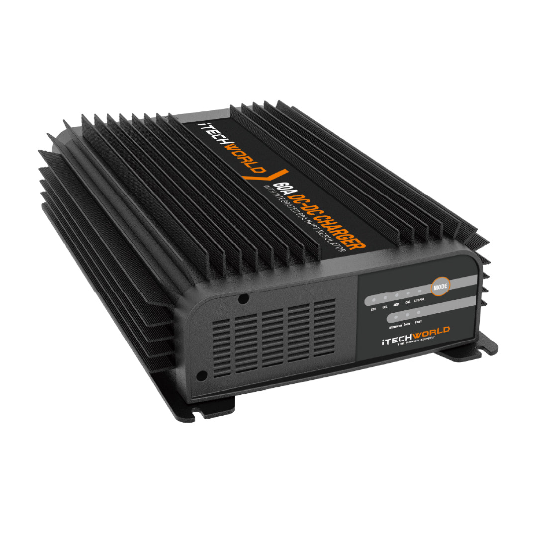 iTECHDCDC60 | 60A DC-DC & MPPT Solar Battery Charger | 12V/24V Dual Voltage for RV, Marine, Off-Grid Power Systems | Fast Charging for Lithium & Lead-Acid Batteries