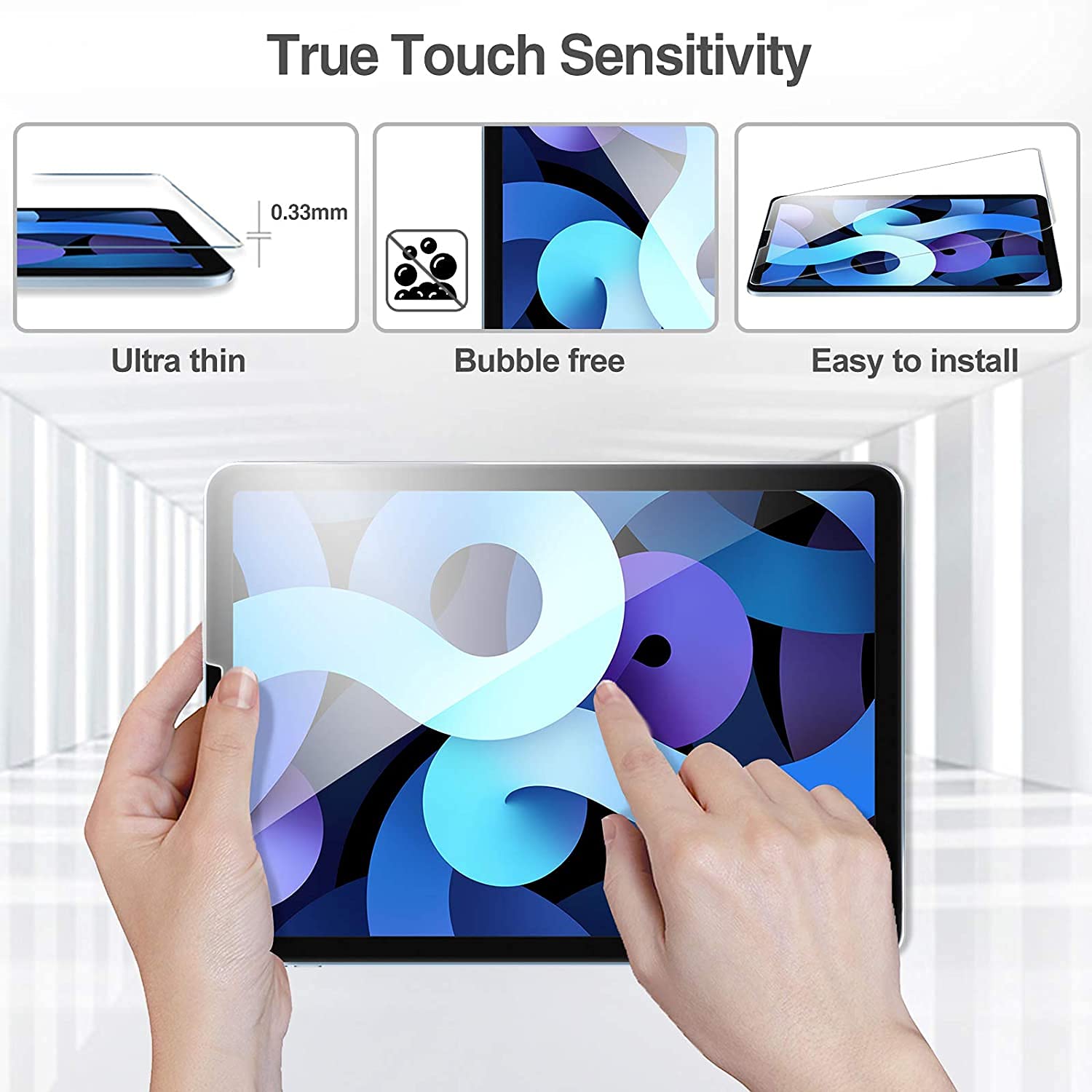 ZenRich [2-Pack] 9H Tempered Glass Screen Protector for iPad Air 5th/4th Gen 10.9