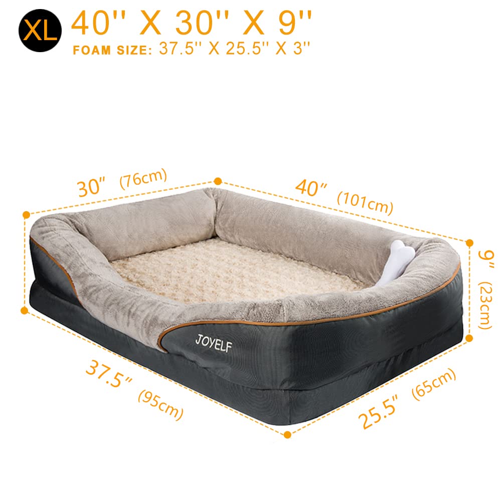 JOYELF X-Large Orthopedic Memory Foam Dog Bed with Removable Washable Cover - Comfortable Pet Sofa for Large Dogs - Perfect for Living Room, Bedroom & Kennel Use