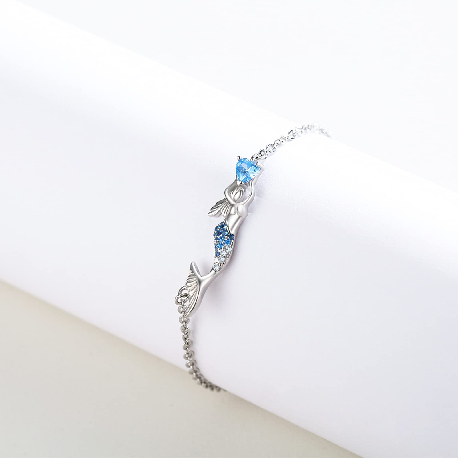 925 Sterling Silver Mermaid & Sea Turtle Bracelet Anklet - Hawaiian Beach Jewelry for Women & Girls, Bohemian Nautical Style, Perfect for Birthday, Graduation Gifts & Beach Vacations
