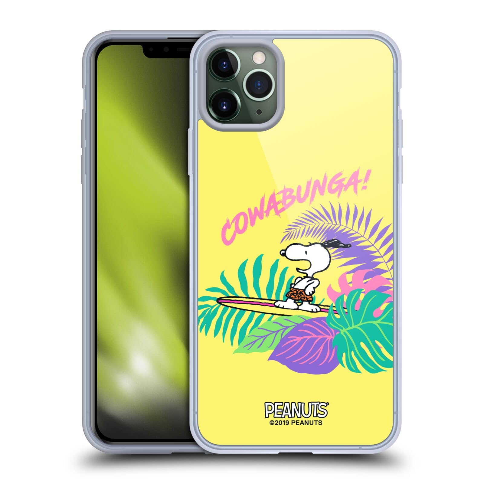 Officially Licensed Peanuts Cowabunga! Snoopy Aloha Disco Soft Gel Case for Apple iPhone 11 Pro Max - Cute Cartoon Phone Cover for Summer Beach Vacation & Hawaiian Party Theme Accessories