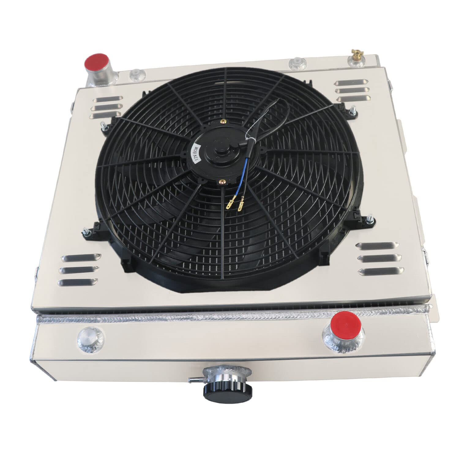 3 Row Aluminum Radiator for 1970-1979 Dodge Plymouth D100 D150 D200 D300 W100 W150 W200 W300 Truck 5.2L 5.9L V8 - High Performance Cooling Radiator with Shroud Fan & Thermostat Relay Kit - Perfect for Off-Roading, Towing & Heavy-Duty Use