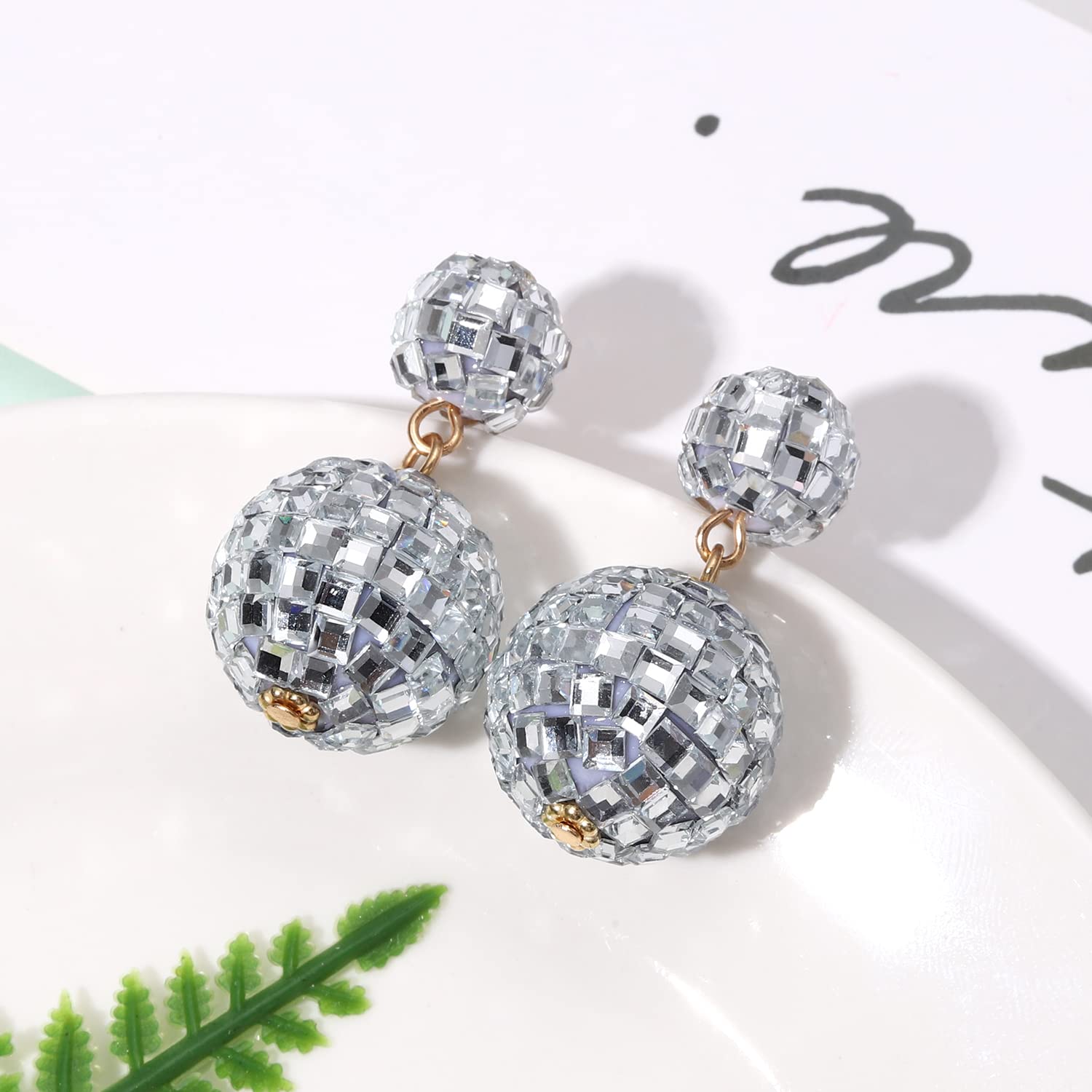 Disco Ball Earrings for Women - Sparkly Mirror Ball Dangle Earrings for Dance Party, Country Music Concert, 60s 70s Outfits, Halloween Costume Accessories - Perfect Gift for Christmas, Birthday, and Festive Occasions - Great for Raves, Club Nights, and Retro Theme Parties