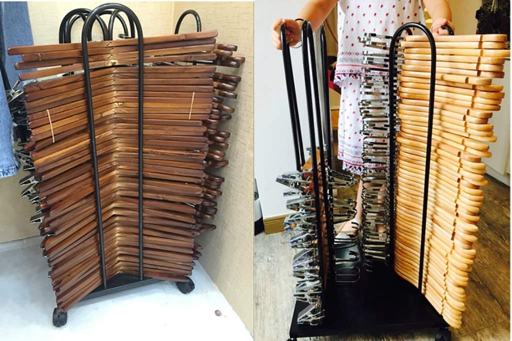 Wheeled Hanger Stacker Stand - 4-Wheel Rolling Clothes Hanger Organizer with Iron Frame (120 Hanger Capacity) | Perfect for Closet Organization, Laundry Room Storage & Retail Clothing Display