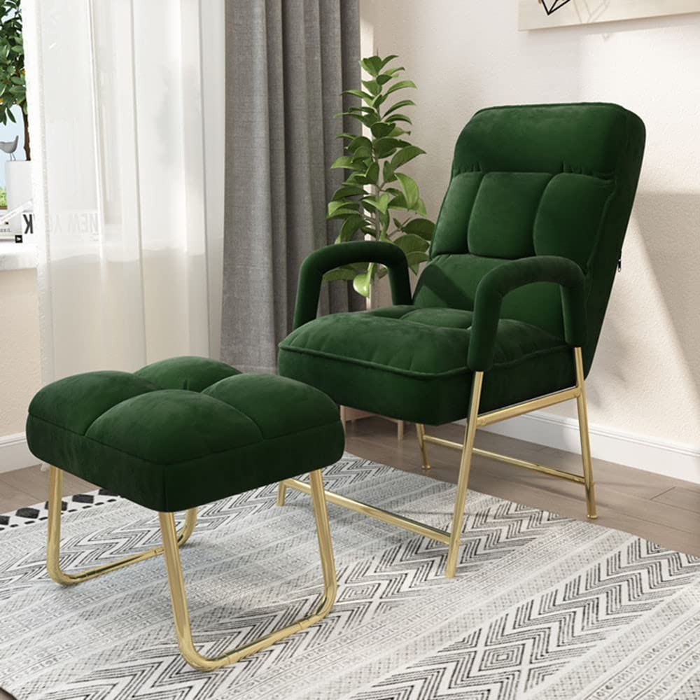Vintage Corduroy Recliner Chair - Upholstered Wingback TV Chair with Stool for Living Room & Dining Room | Perfect for Relaxing, Reading & Entertaining Guests