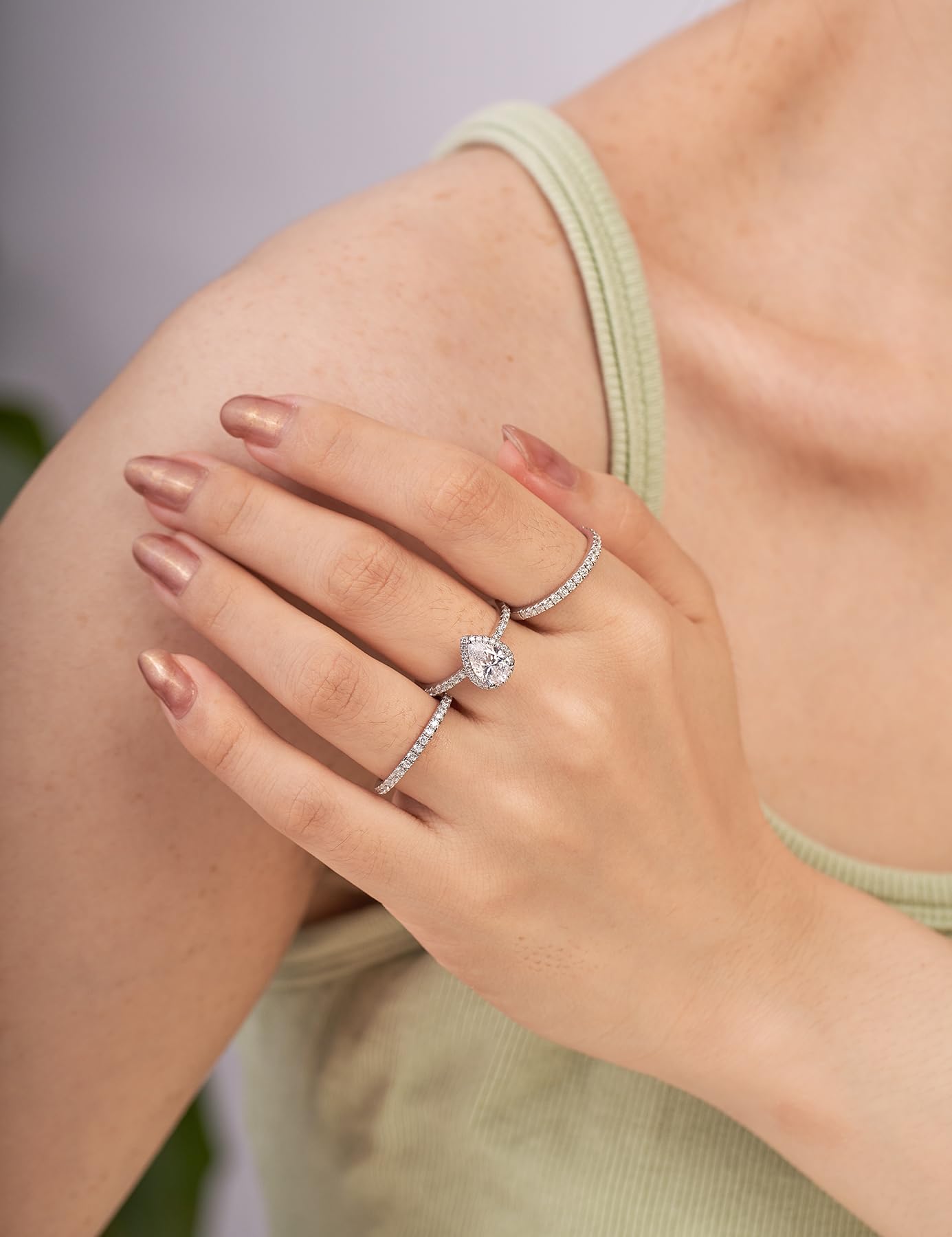 2CT Pear Shaped Engagement Rings for Women - Teardrop Sterling Silver Rings with 18K White Gold Plated Cubic Zirconia - Wedding & Promise Rings for Her - Perfect for Proposals, Anniversaries & Special Occasions