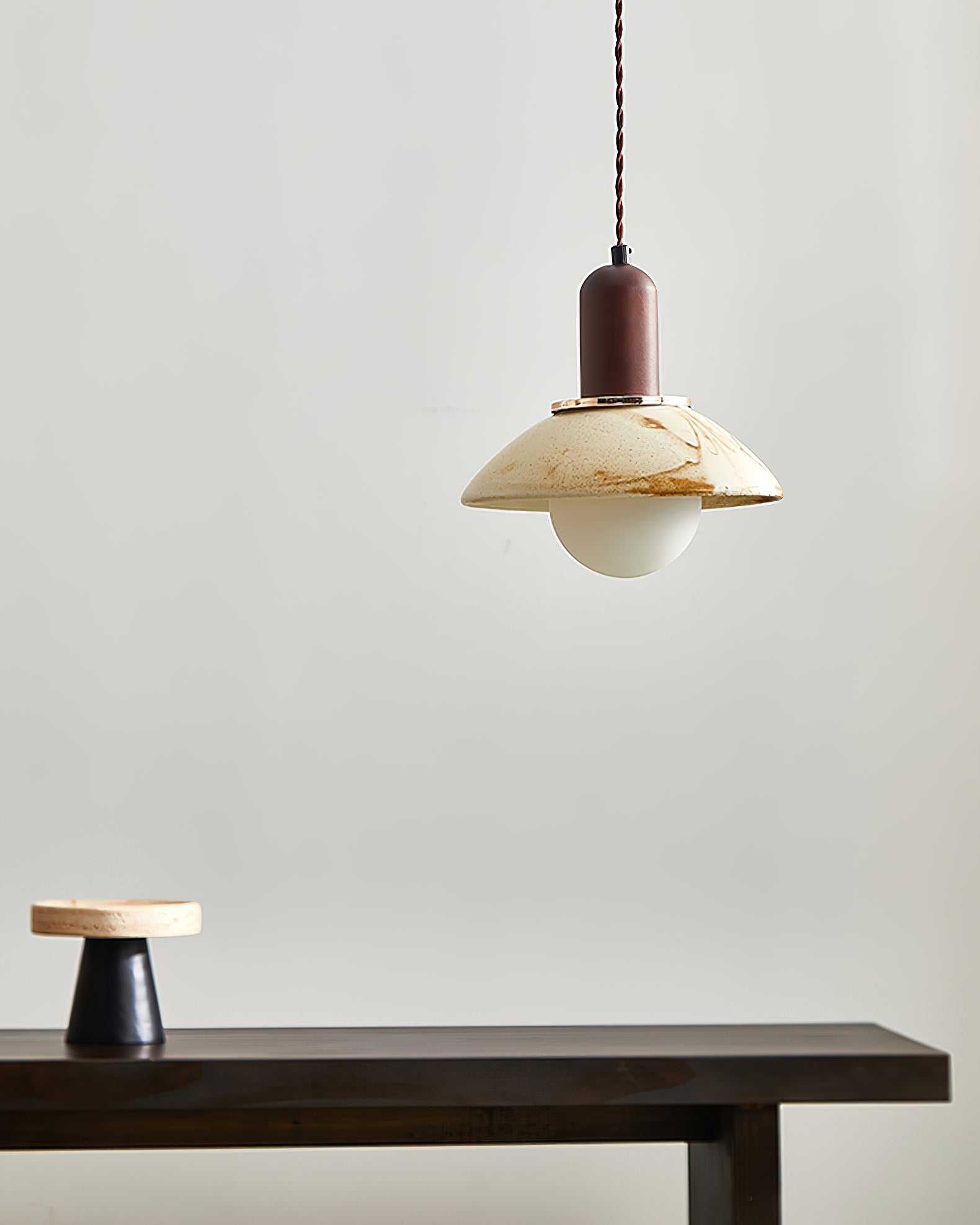 Handmade Ceramic Pendant Light with Cup Lid Design - Modern Boho Ceiling Fixture for Kitchen, Dining Room & Cafe Decor