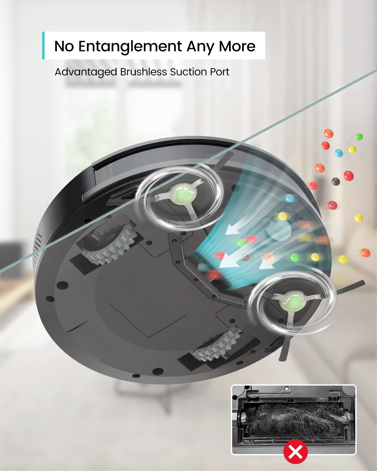 Lefant M210B 2-in-1 Robot Vacuum and Mop with WiFi/Alexa App Control, 2000Pa Strong Suction, Self-Charging, Tangle-Free, Slim Design for Hard Floors, Pet Hair & Carpets - Perfect for Smart Homes & Pet Owners