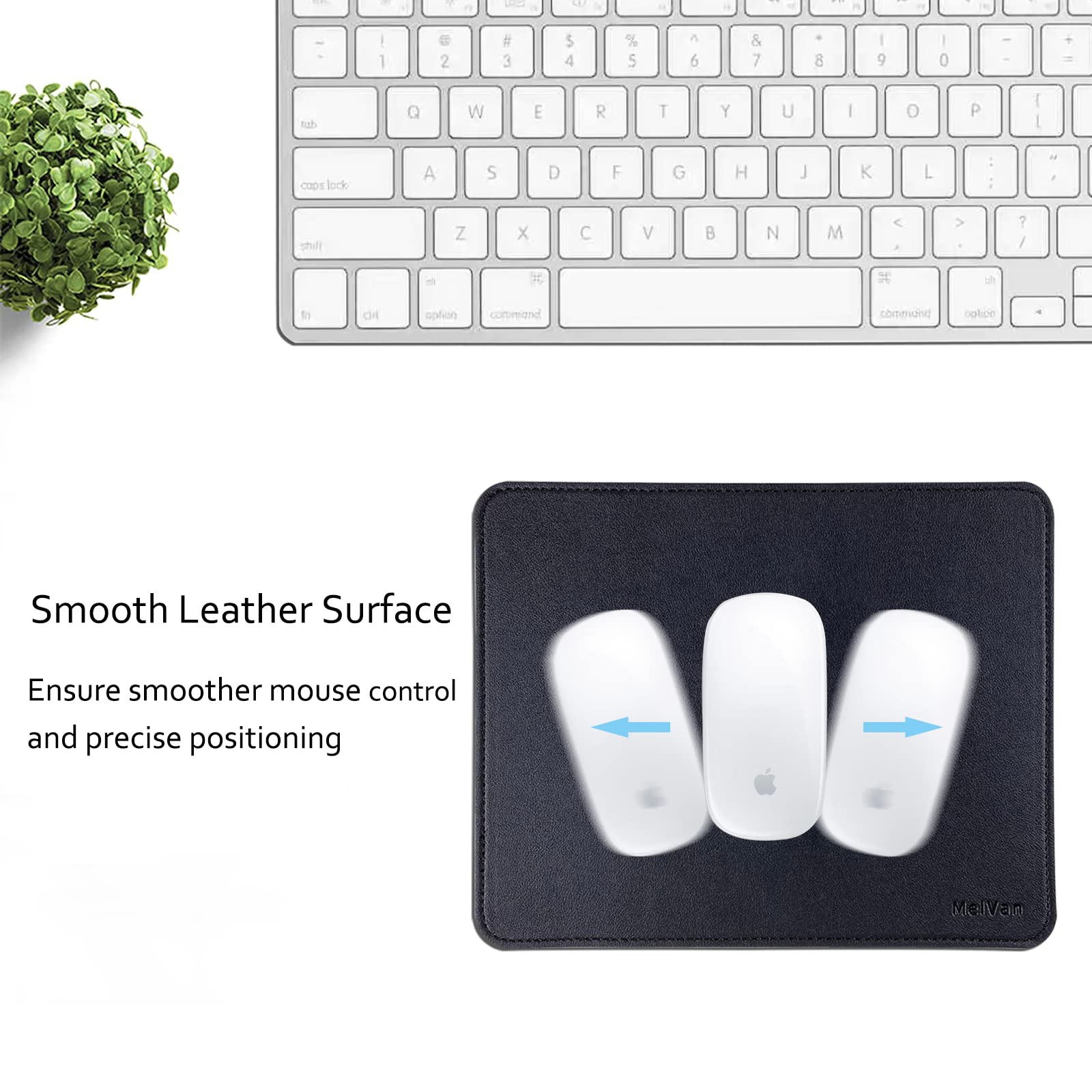 Premium PU Leather Mouse Pad with Stitched Edge - Waterproof Wooden Gaming Mouse Mat for PC, Laptop, Office & Home Use - 10.2