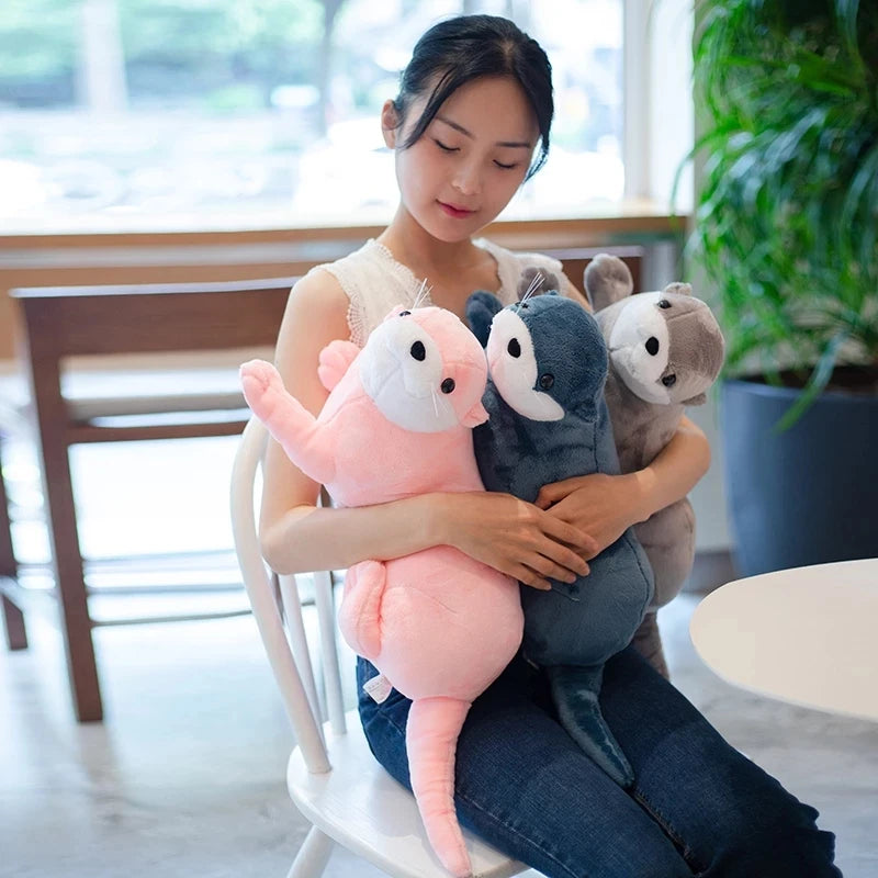 40cm Realistic Eurasian River Otter Plush Toy - Soft Pink Stuffed Animal Doll, Cute Wild Otter Gift for Kids & Collectors | Perfect for Cuddling, Nursery Decor, Birthday Presents and Wildlife Enthusiasts