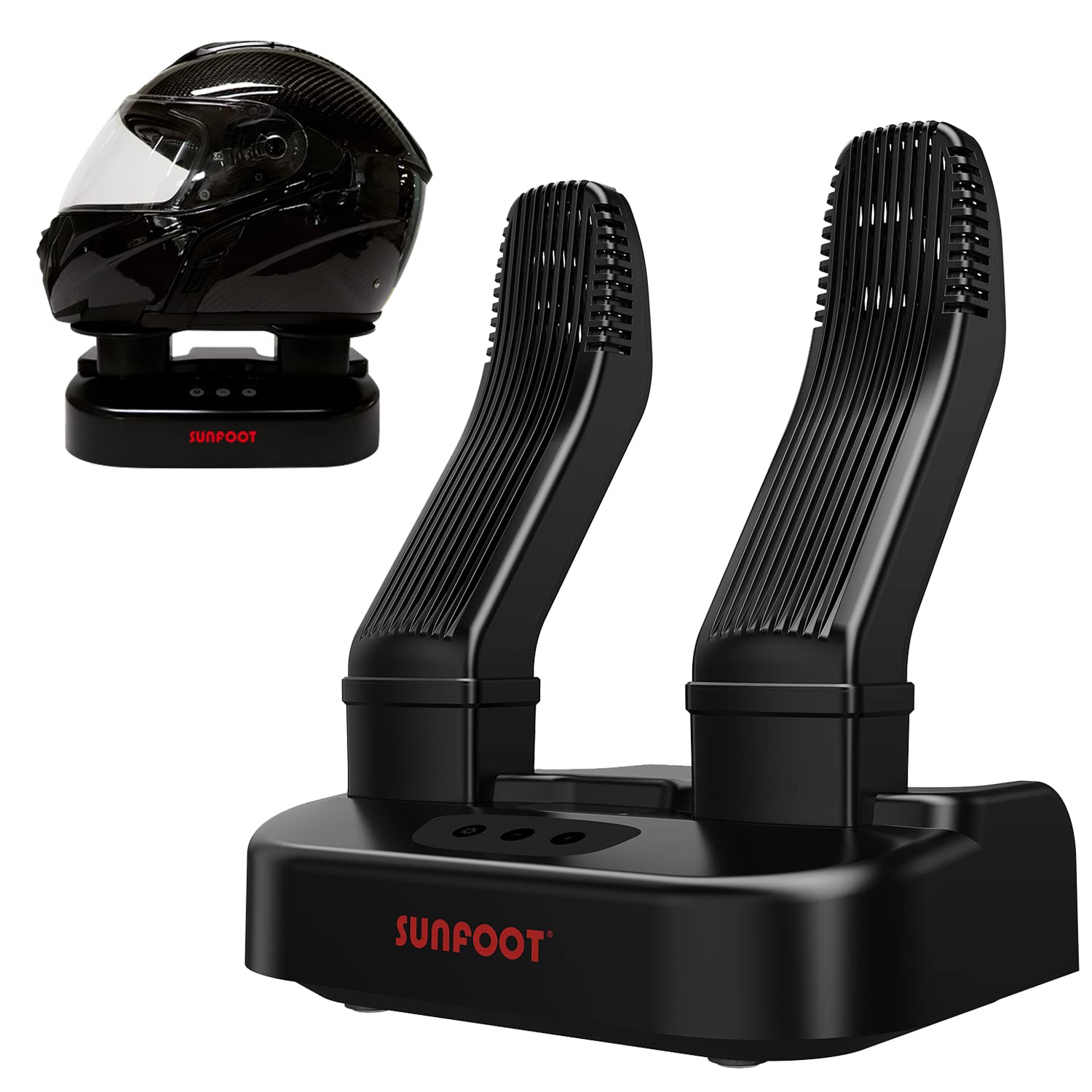 SUNFOOT Boot Dryer and Deodorizer - Electric Shoe Dryer for Work Boots, Ski Boots, Hats, Socks & Motorcycle Helmets - Fast Drying Boot Warmer with Adjustable Timer, Heat Blower & Rack - Perfect for Outdoor Sports, Hiking, Camping and Winter Activities (Black)
