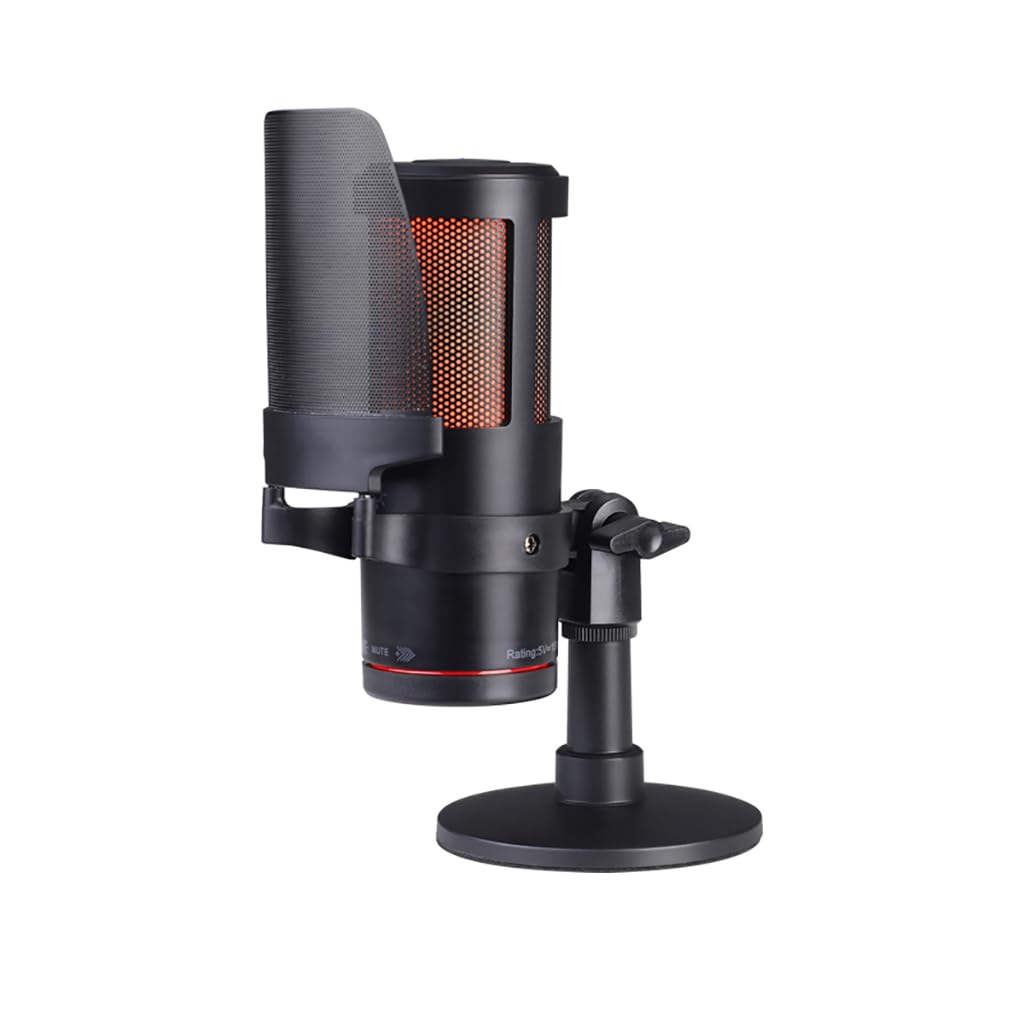 RGB USB Microphone with Stand - Plug & Play Gaming Microphone for PC, Live Streaming & Recording - Noise Canceling Condenser Mic (M8 Model) - Perfect for Gaming, Podcasting & Voice Chats