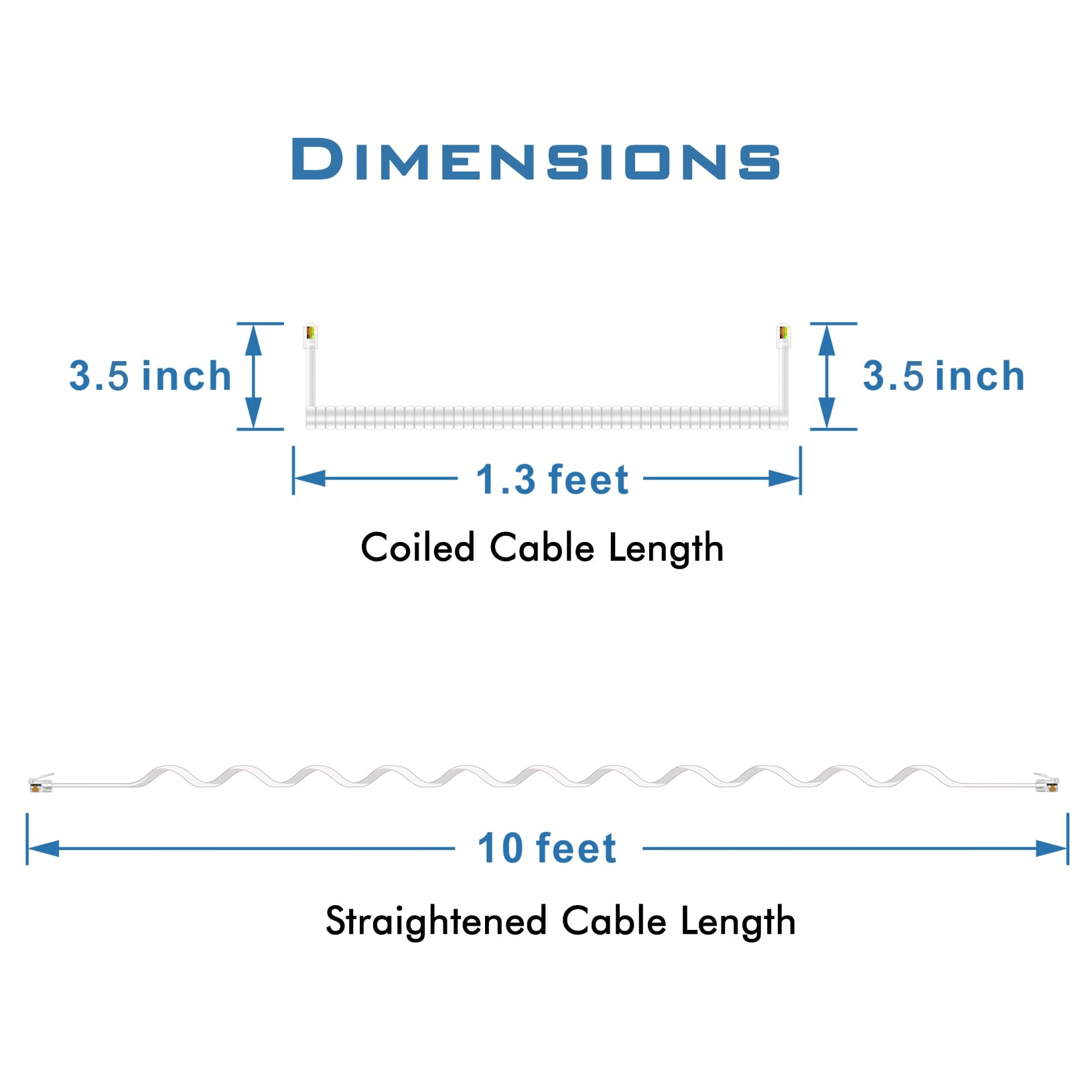 NECABLES 2+2 Pack Tangle-Free Phone Cord for Landline - Includes 2 Handset Cords & 2 Detanglers - Perfect for Office, Home & Business Desk Phones (White) - Stay Organized with No Messy Wires