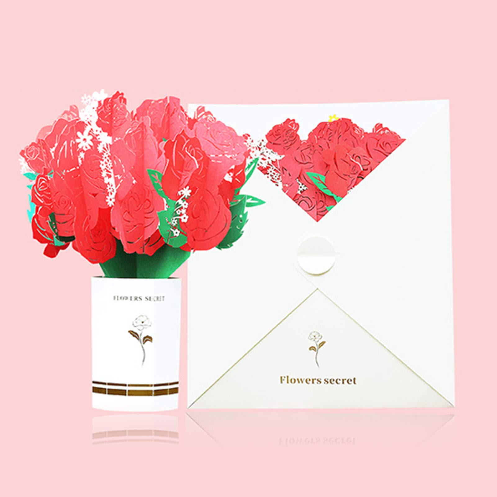 Handmade DIY Rose Pop Up Greeting Card - 3D Rose Bouquet Paper Sculpture for Anniversary, Birthday & Valentine's Day | Surprise Gift for Loved Ones | Perfect for Romantic Occasions, Wedding Invitations & Special Celebrations