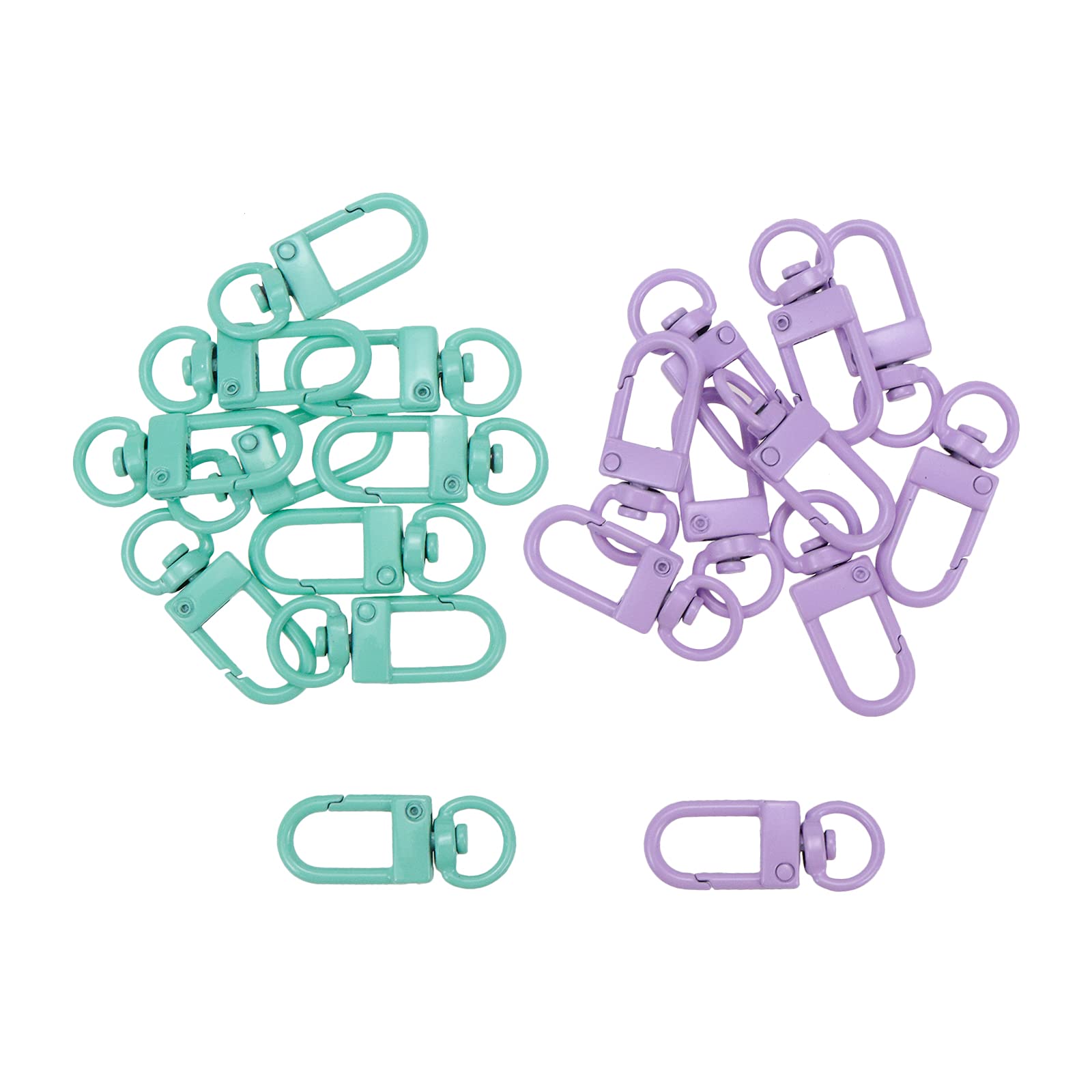 20pcs Colorful Lobster Claw Clasps with Key Rings - DIY Jewelry Making & Bag Accessories (Purple+Green) for Crafts & Keychains