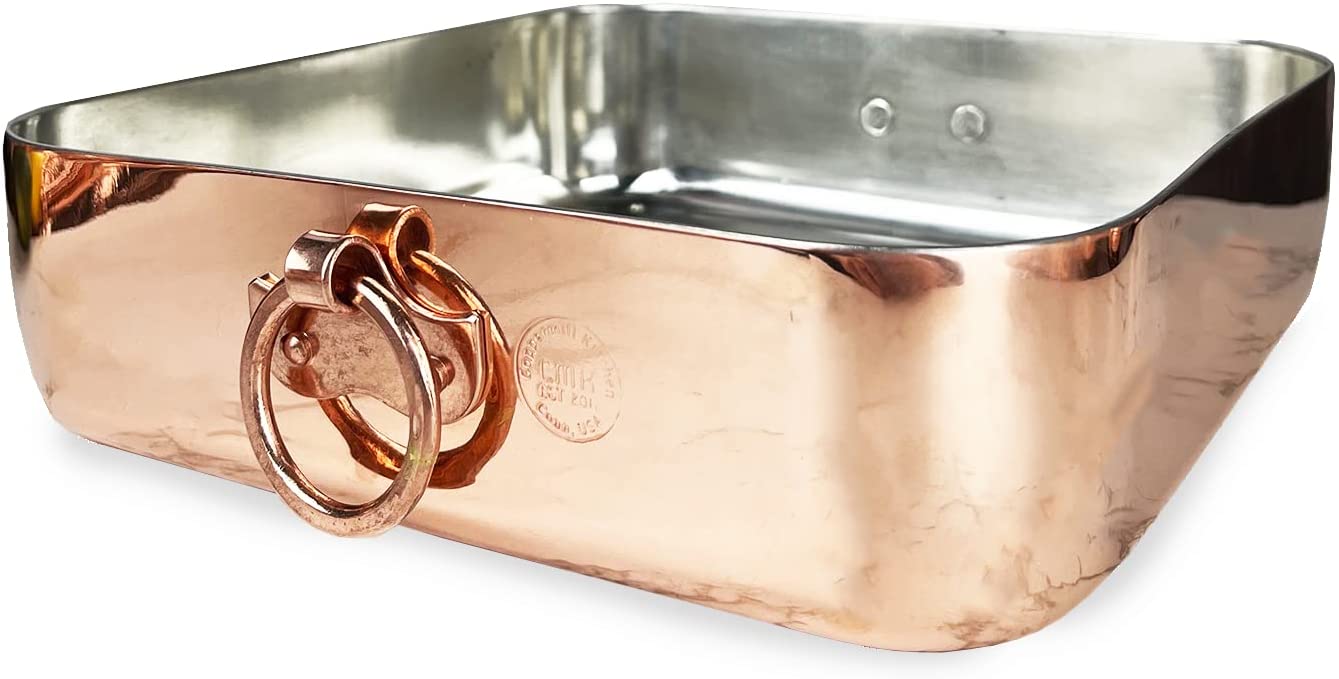 Vintage Inspired Copper & Brass Baking Dish - Authentic Tin Lined 9.5