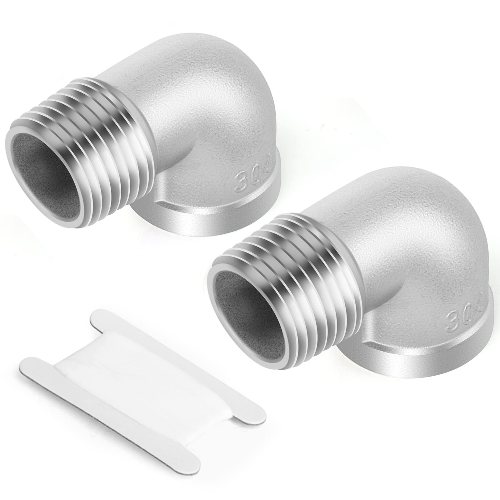 TAISHER 2PCS 304 Stainless Steel 90 Degree Elbow Fitting - 1 Inch NPT Male to Female Pipe Connector - Corrosion Resistant for Plumbing, Gas, Water & Industrial Applications
