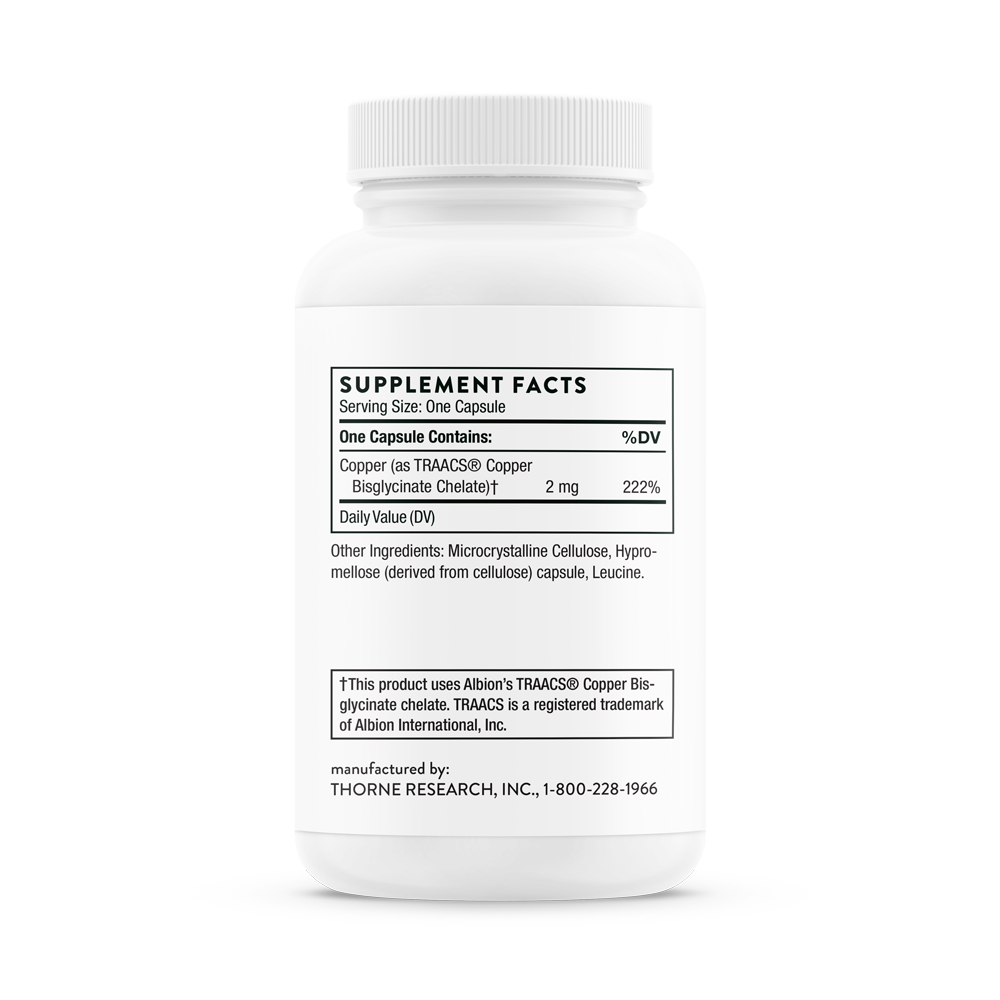 Thorne Copper Bisglycinate (M228) - Highly Absorbable Copper Supplement for Immune Support & Energy Production - Supports Brain Health & Collagen Formation - Ideal for Daily Wellness & Active Lifestyles