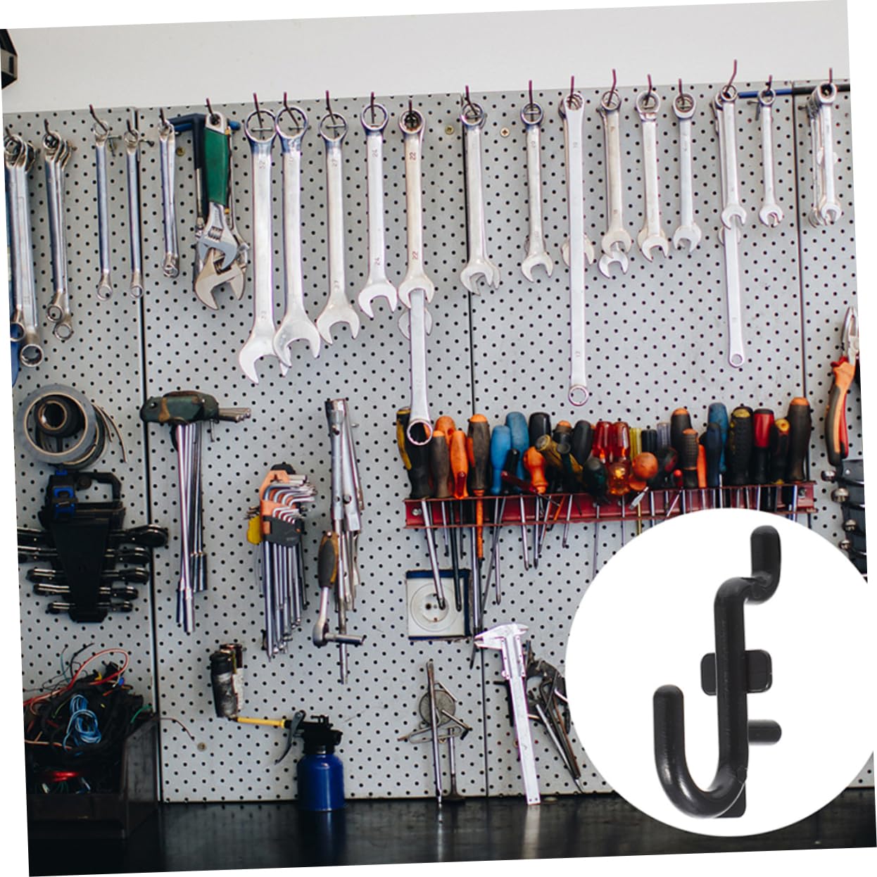 10-Piece KITANDOVE Pegboard Hooks - Heavy Duty Drill & Pliers Holder for Garage Tool Organization - Perfect for Wall Mounted Tool Storage in Workshops, Garages and DIY Spaces