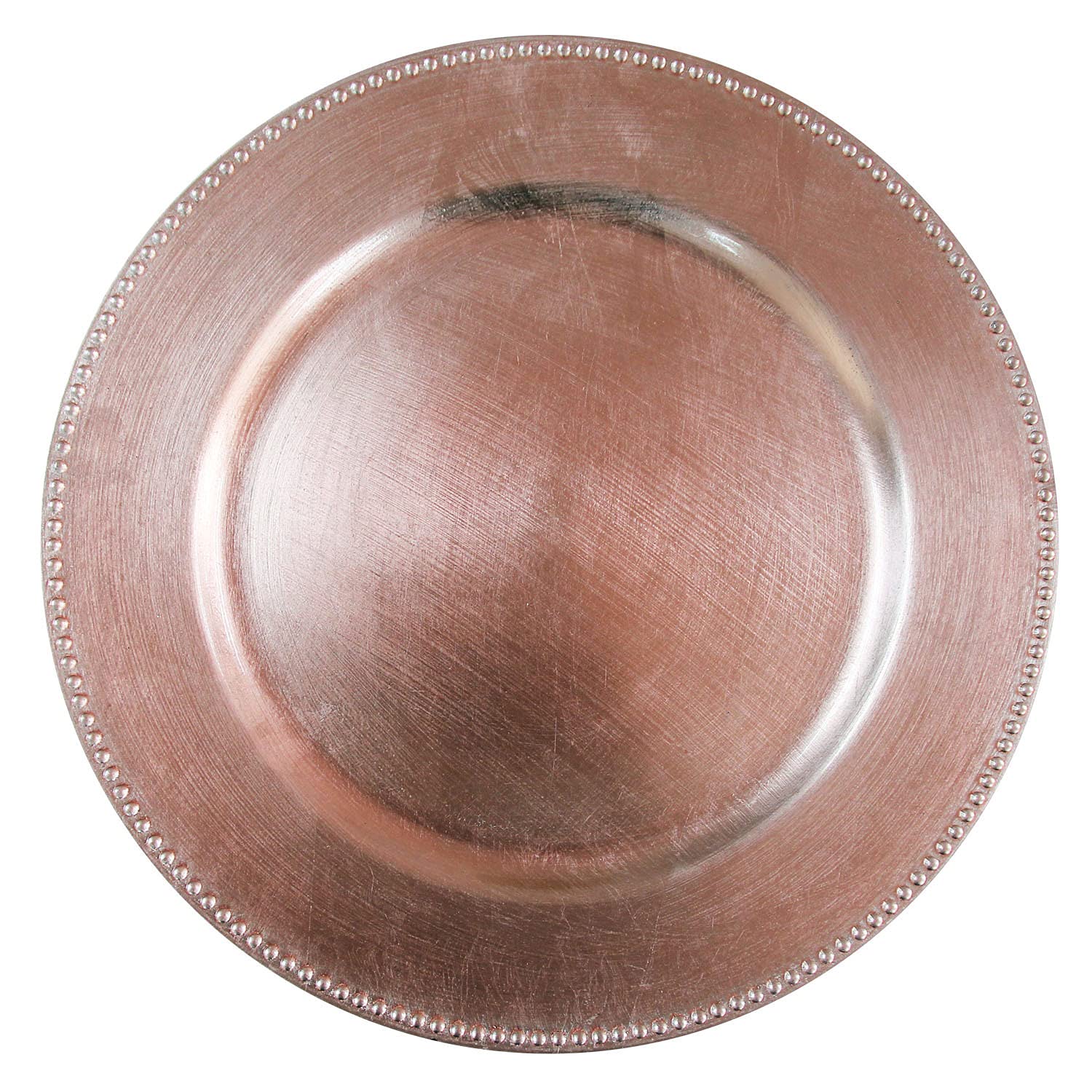 Rose Gold Plastic Beaded Charger Plates - Set of 12, 13 Inch Round Metallic Wedding & Party Decorations - Elegant Table Setting for Bridal Showers, Anniversaries & Special Events