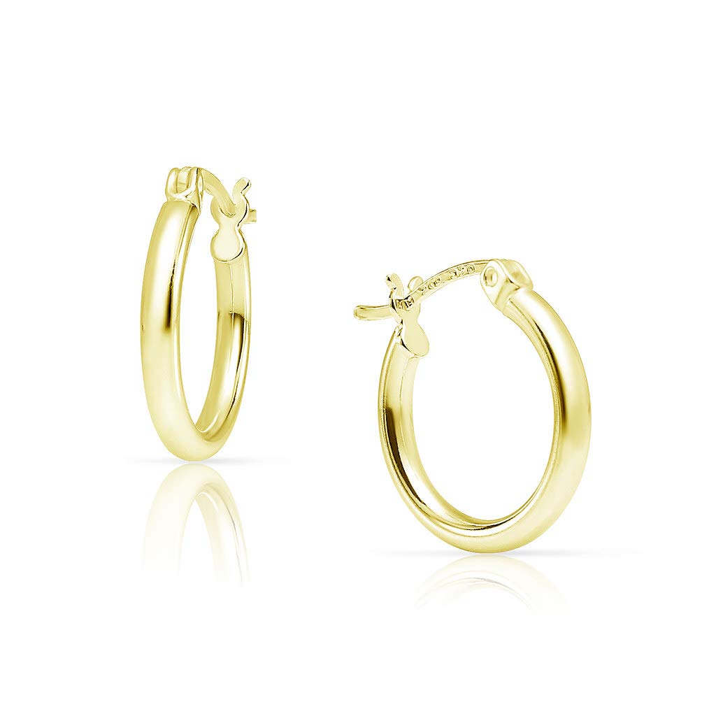 Sterling Silver Click Top Hoop Earrings 15-70mm | Lightweight Yellow Gold Dipped | Everyday Wear, Gift for Her, Party & Wedding Jewelry