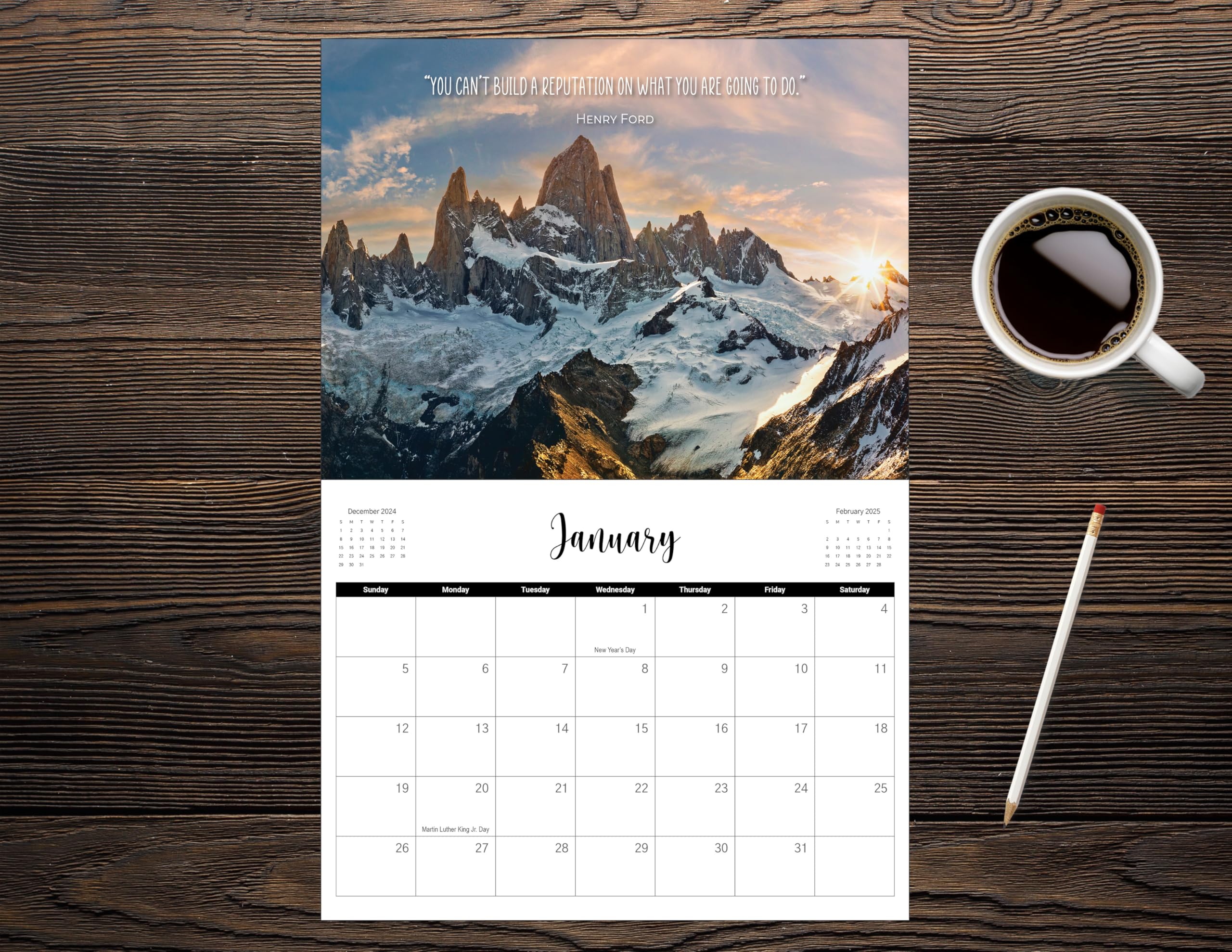 JBH Creations 2025 Motivational Calendar - Wisdom in Nature Inspirational Quotes for Home, Office & Classroom Decor | Daily Positivity & Goal Setting Planner