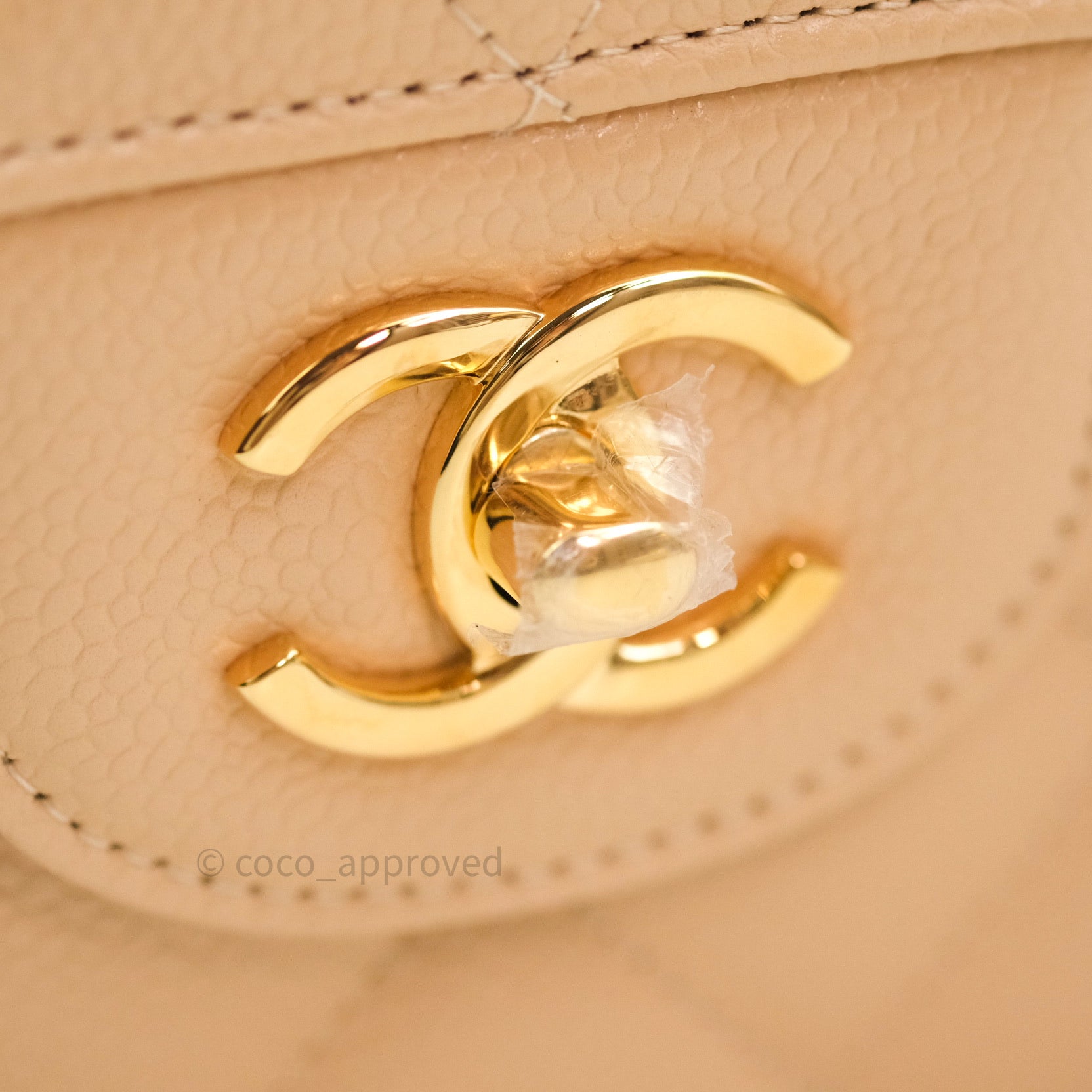 Chanel Classic Jumbo Double Flap Bag Beige Caviar Leather with Gold Hardware - Luxury Designer Handbag for Women, Perfect for Parties & Special Occasions