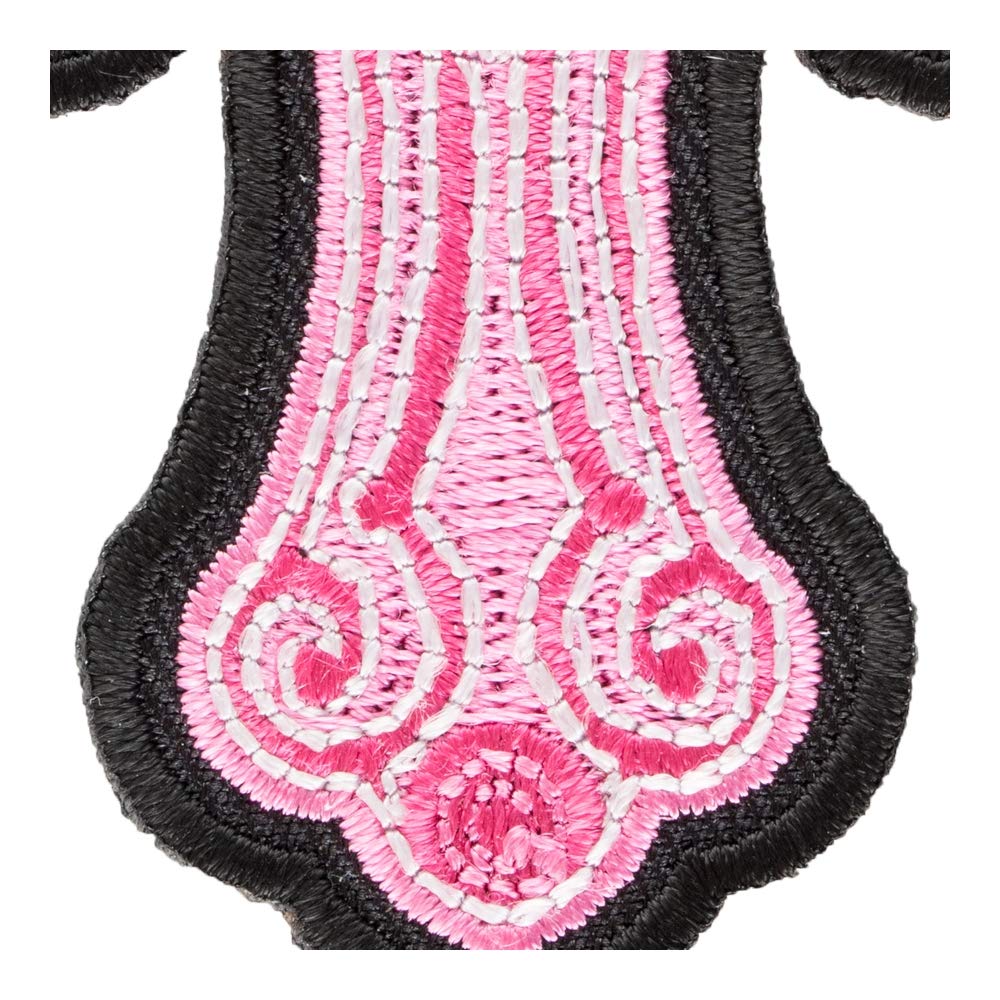 Christian Cross Pink Iron On Patches for Clothing & Jeans - 2.5x3.25 Inch Small DIY Sew On Embroidered Religious Patch for Jackets, Bags, Hats - Decorative Fabric Applique for Faith-Based Fashion & DIY Crafts