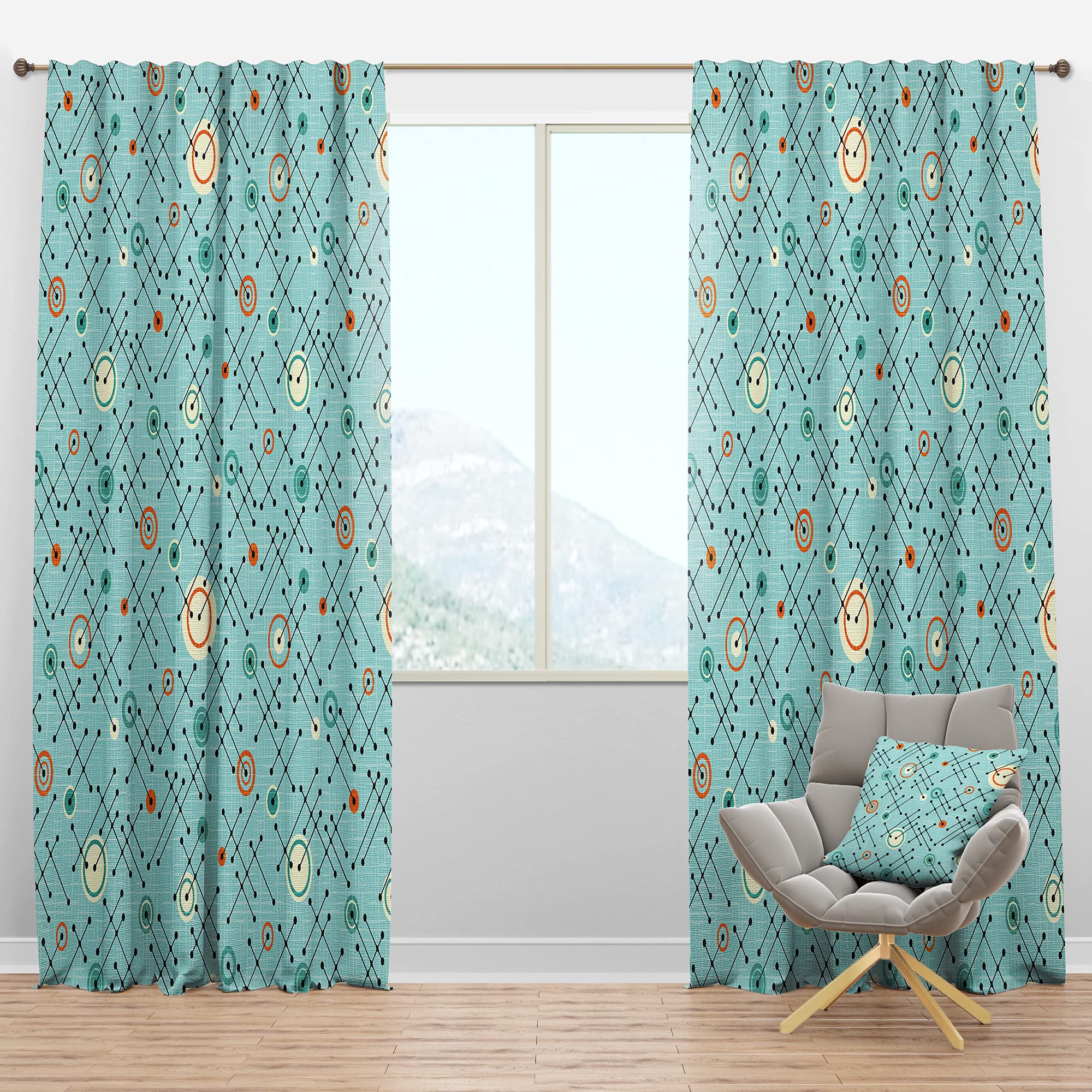 DesignQ Blackout Curtains - Retro Abstract Design XIV - Thermal Insulated Bedroom & Living Room Curtains - Single Panel 52x120 Inches - Noise Reducing & Energy Saving for Better Sleep & Home Decor